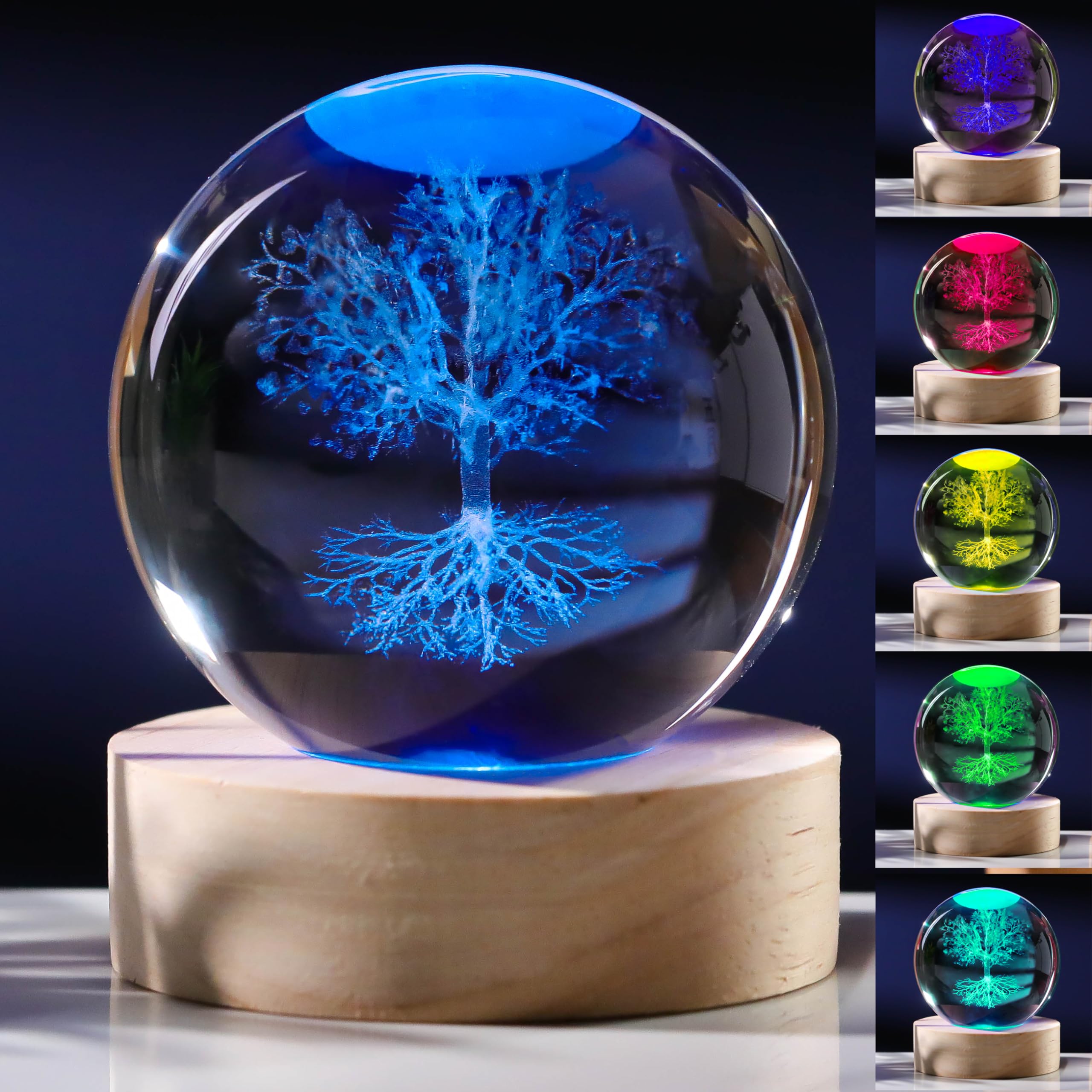Precious Memorial Women's Tree Of Life 3D Gifts For - Crystals Ball 60Mm - Glass Animals Figurine Decor Stuff For Room Birthday For Best Friend Lovers Keepsake Paperweight