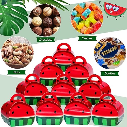 Miniatura 7 de TaoBary 36 cajas de recuerdos de fiesta de sandía, bolsas de dulces de melón 3D, mini cajas de regalo para cumpleaños temáticos de verano, baby