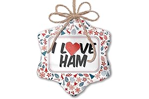 Christmas Ornament I Love Ham Red White Blue Xmas