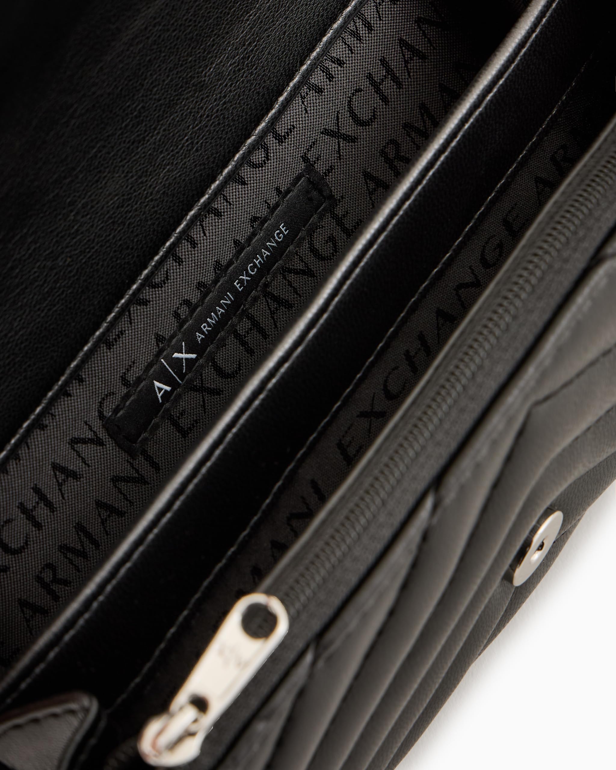 Armani Exchange Women's, EmbossedAllOverLogo Wallet on Chain, Black, czarny, jeden rozmiar
