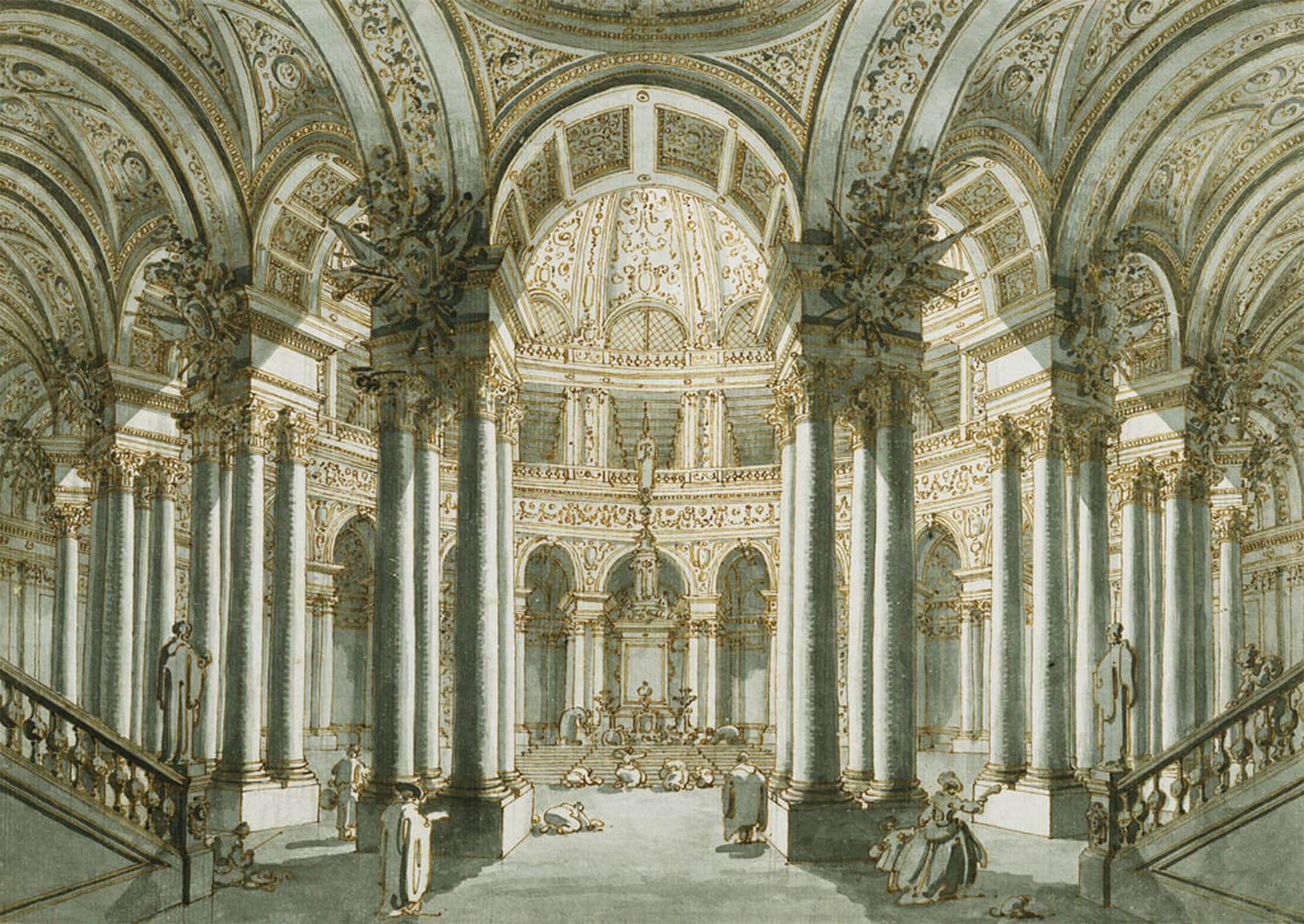SERENDIPITP Vintage Picture Print on Canvas Wall Art Poster The Interior of a Church with Figures at Prayer by Antonio Canal Artwork Print Poster for Wall Decor 60x90cm