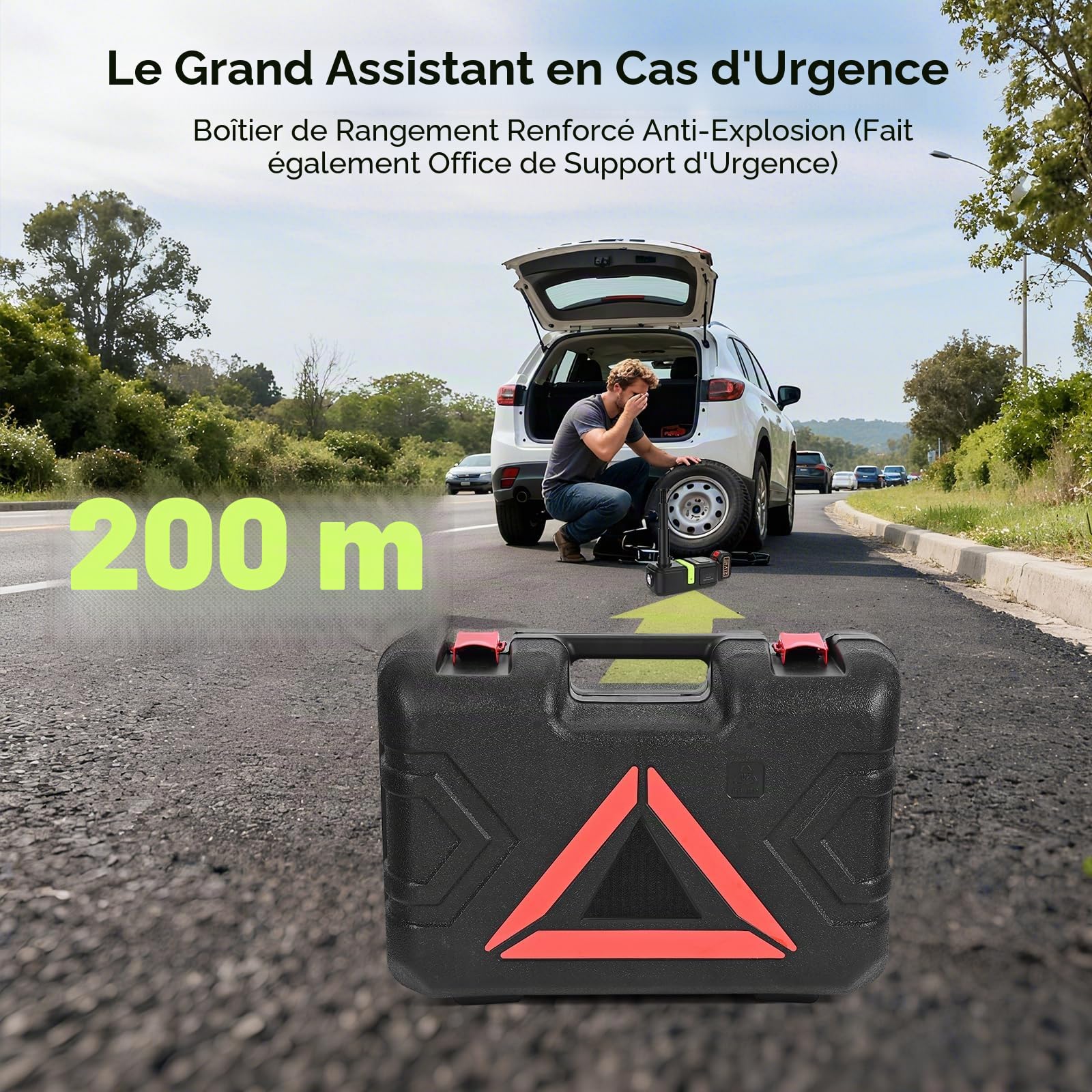 Cric hydraulique électrique 5T, Cric électrique avec Batterie 4,0Ah, Capacité de Levage 15-53cm, avec Chargeur, Pompe à air Gonflable et Lampe LED pour Voiture, SUV, berline, MPV