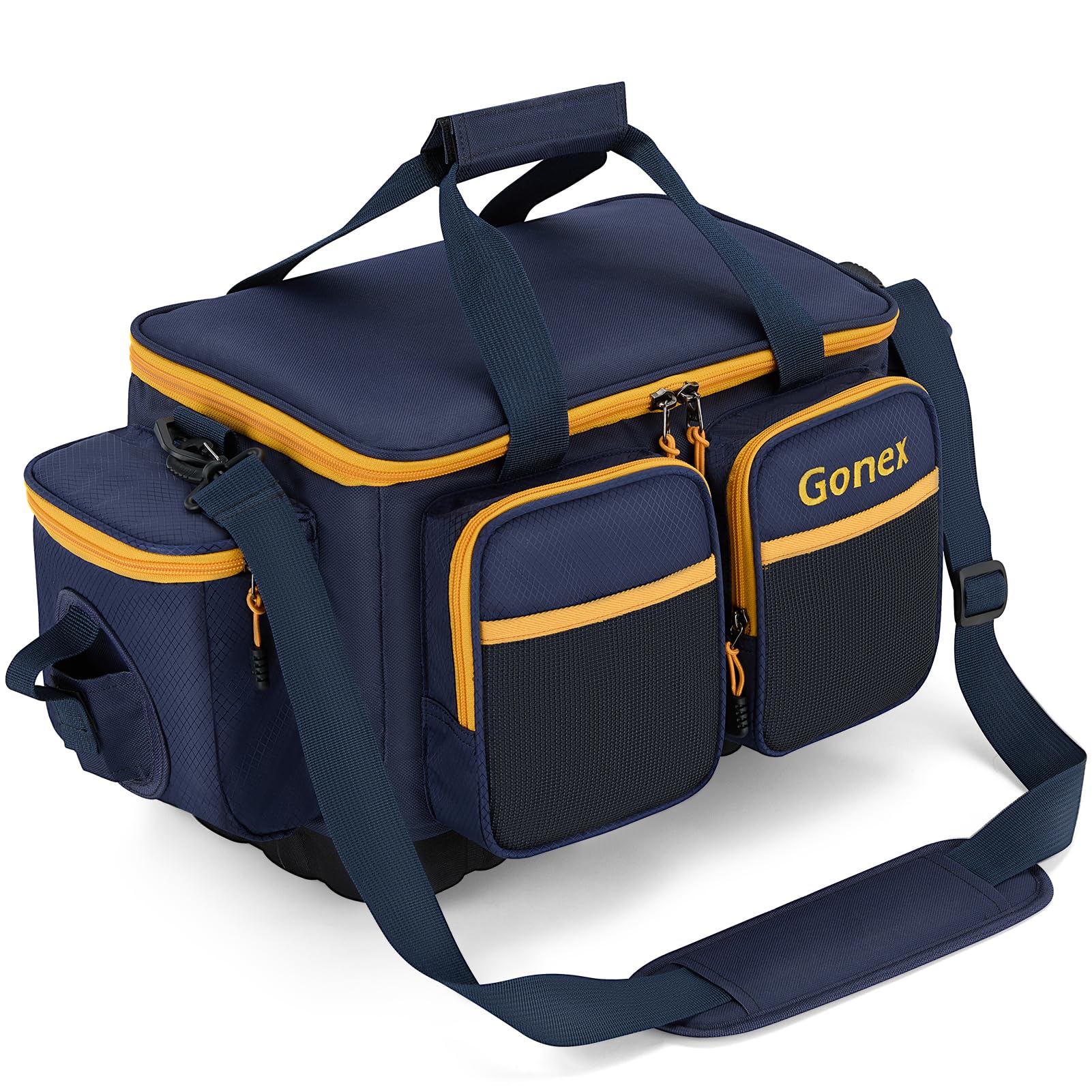 Gonex Borsa per Attrezzatura da Pesca Poliestere Resistente All'acqua con Tracolla Imbottita e Base Antiscivolo Adatta per Scatola per Attrezzatura 3700, Blu