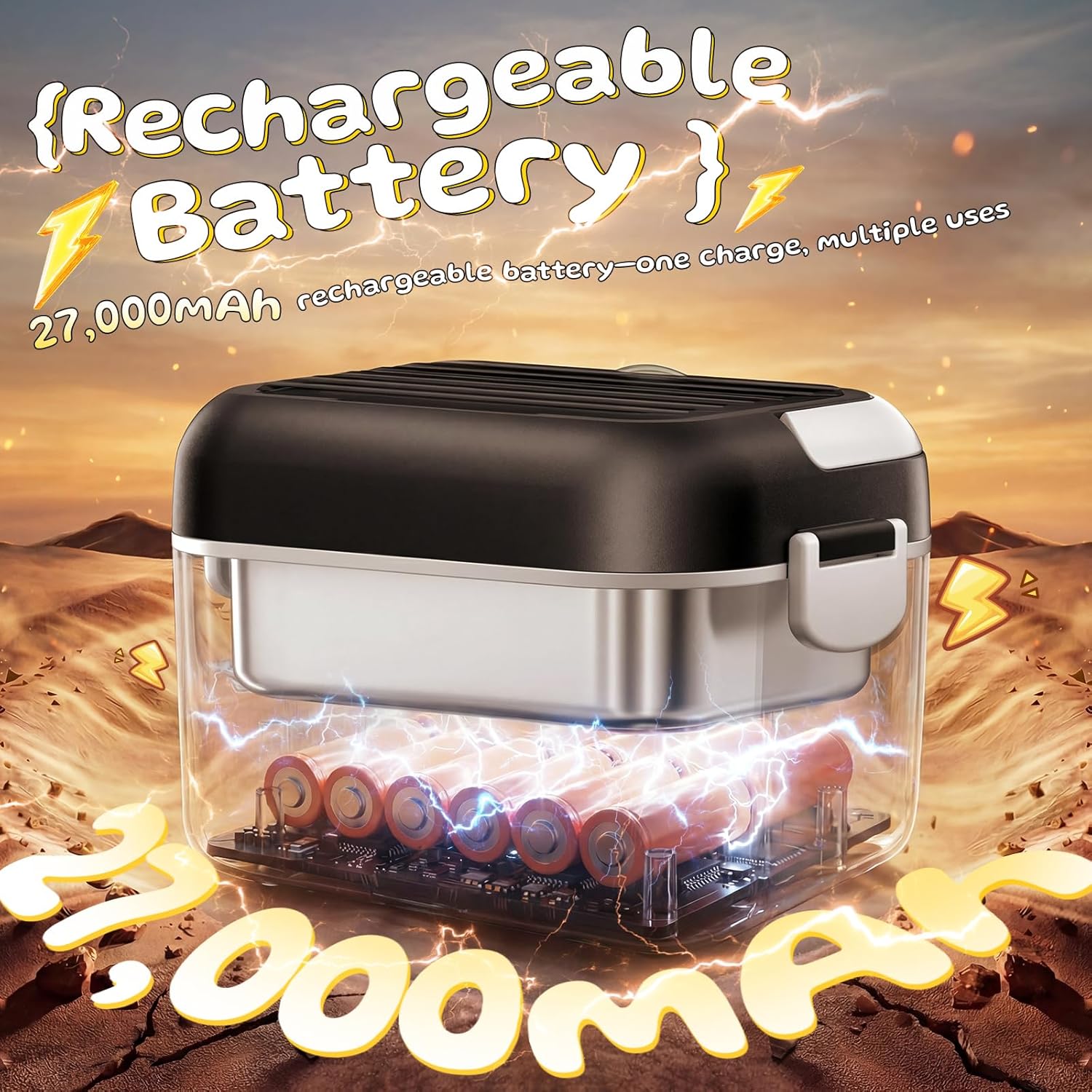 BSEED Cordless Electric Lunch Box for Adults, 27000mAh & 6.3 Cups Rechargeable Self Heating Lunch Box-Automatic Heating & Keep Warm, Portable Food Warmer with Insulated Bag for Driver/Worker/Traveller