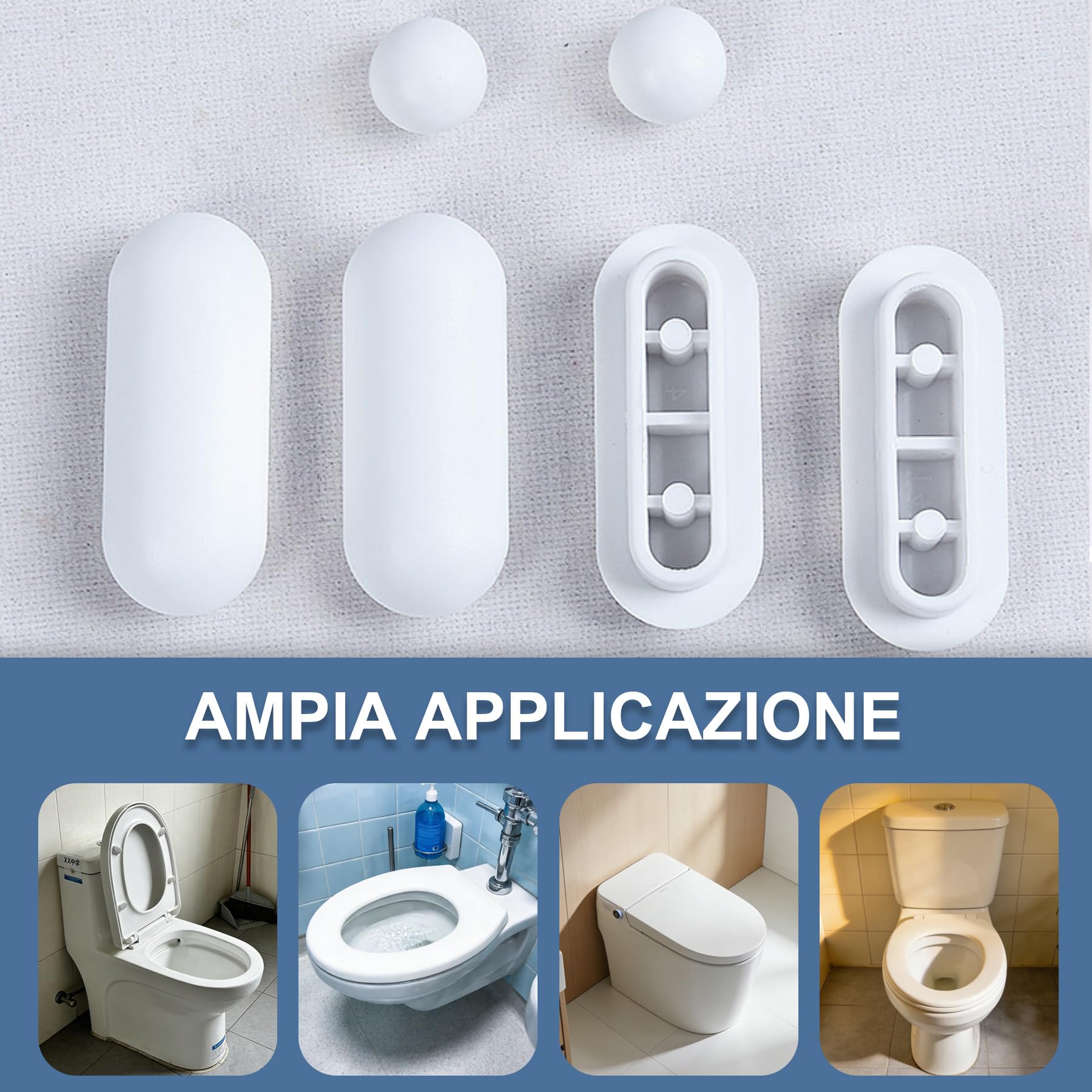 2 Set Paracolpi per Sedili WC a Incastro (12 Pezzi), Gommini di Ricambio Grigio senza Colla per Copriwater, Spessori in TPE e ABS per Ridurre Rumore e Vibrazioni, Ideale per Casa e Hotel(Bianco)