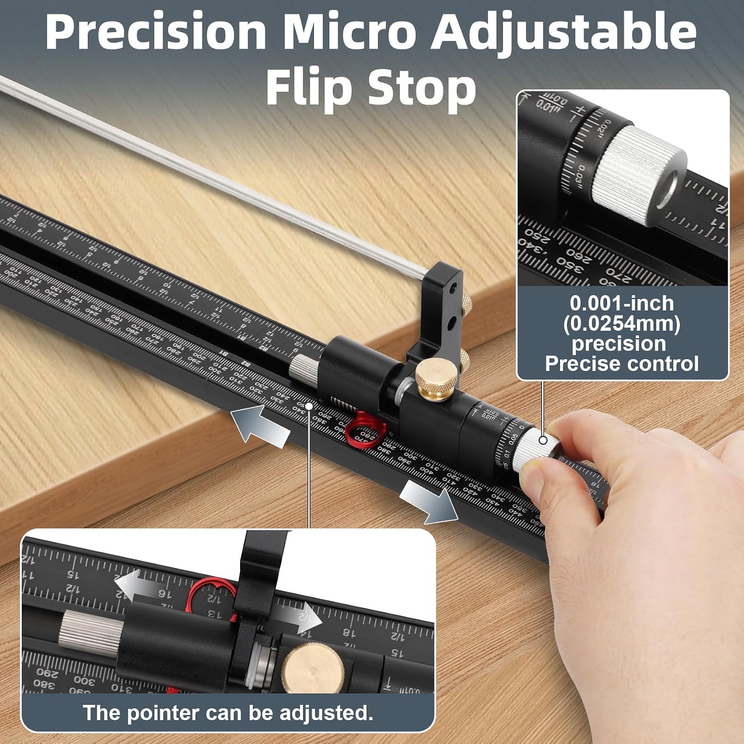 Track Saw Parallel Guide System, Precision Fence with Micro Adjust Flip Stop, Repeatable Rip Cuts, Zero Calibration, Aluminum Woodworking Accessory Compatible with Festool Milwaukee Triton WEN