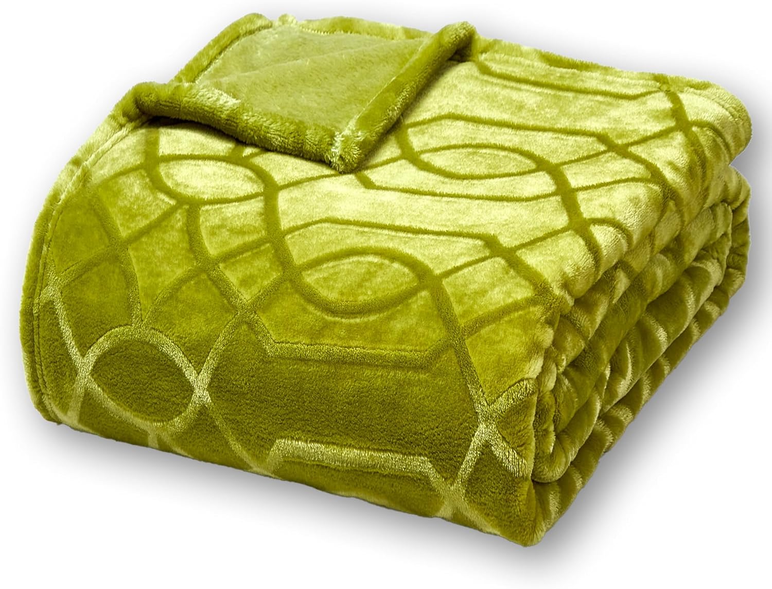 Soft Cozy Fleece Throw Blanket, 50x60 Inches – Lightweight Plush Blanket for Couch, Fuzzy 3D Jacquard Design, for Sofa, Bed & Travel - Olive Green