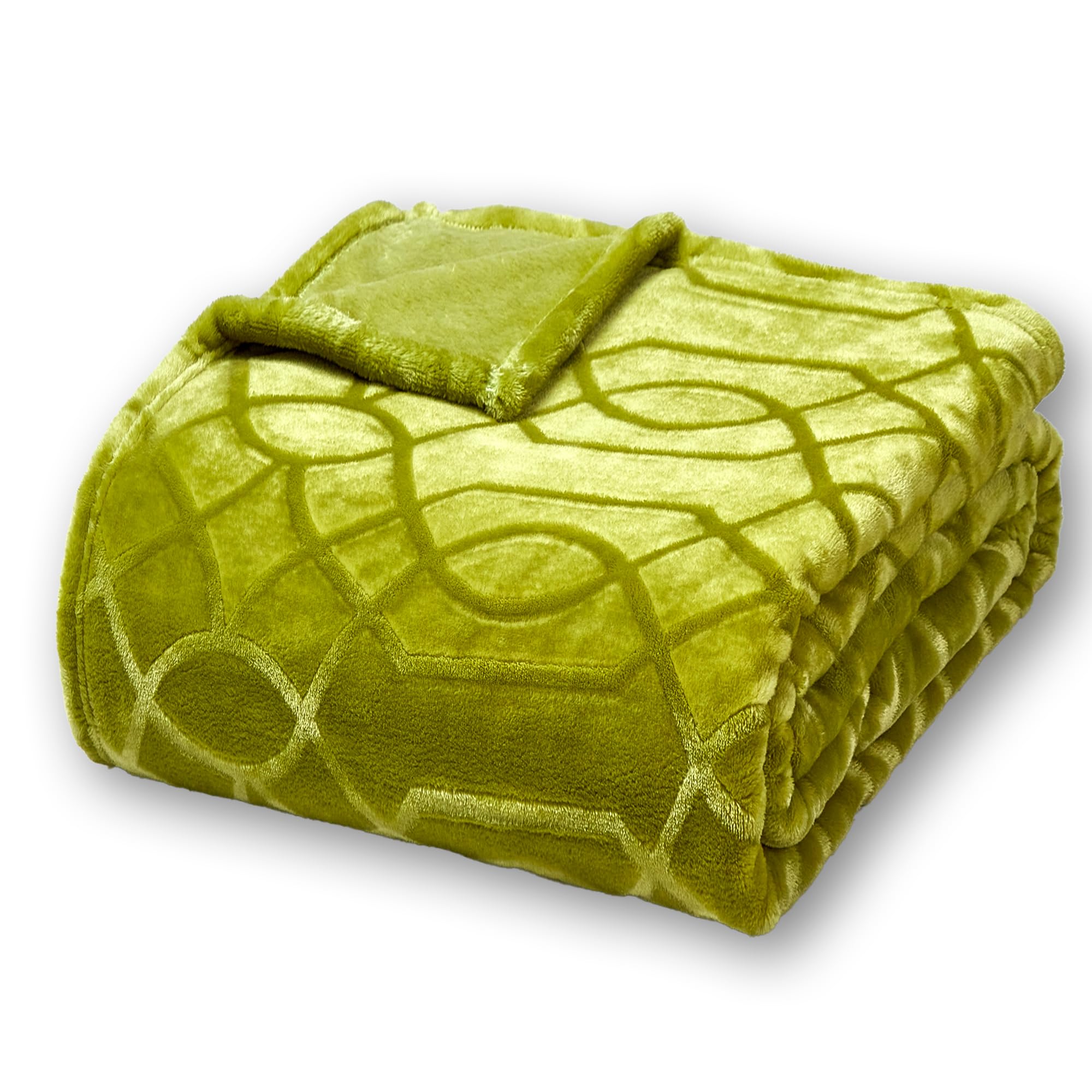 Serenhom Soft Cozy Fleece Throw Blanket, 50x60 Inches – Lightweight Plush Blanket for Couch, Fuzzy 3D Jacquard Design, for Sofa, Bed & Travel - Olive