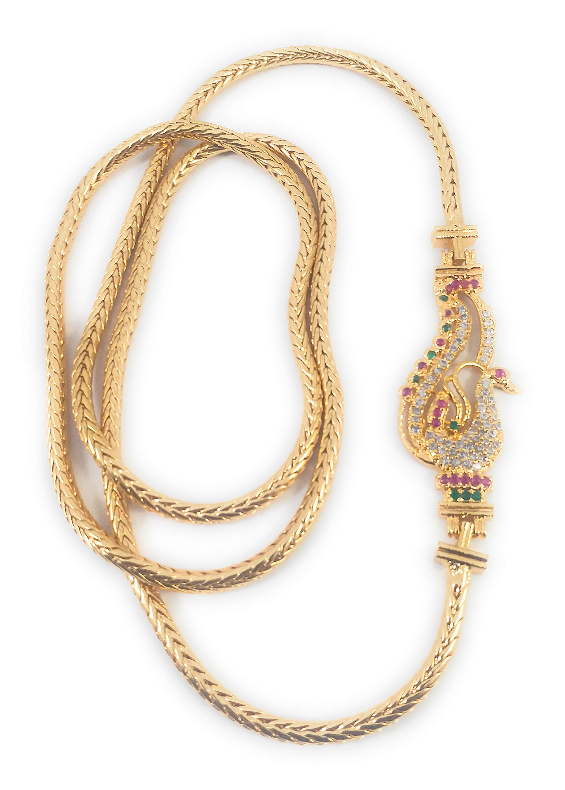 AFJ GOLD 1 Gram Micro Gold Plated Traditional Designer Mugappu Chain for Women and Girl (Ruby & White, 24) (B07Q6B696R) Amazon Price History, Amazon Price Tracker