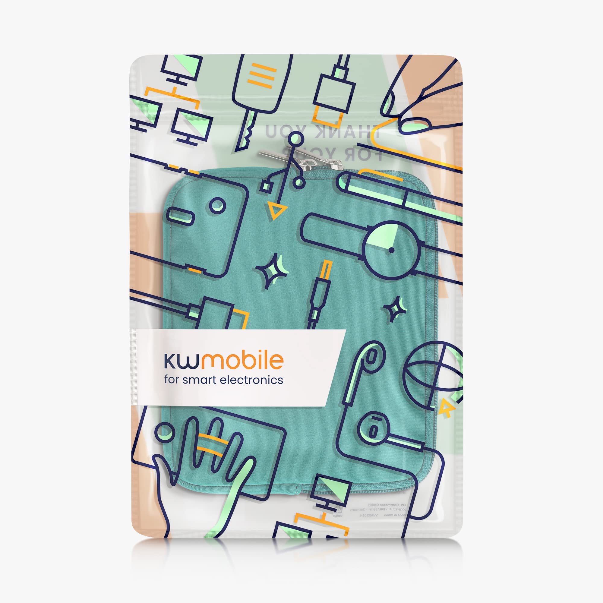 kwmobile Custodia Universale per eReader in Neoprene 17,5 x 14,7 x 1 cm con Chiusura a Zip