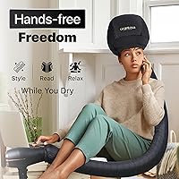 Vista 6 de Accesorio para secador de pelo con capucha con doble flujo de aire turbo y diadema suave, acelera el secado para cabello rizado, reduce el calor