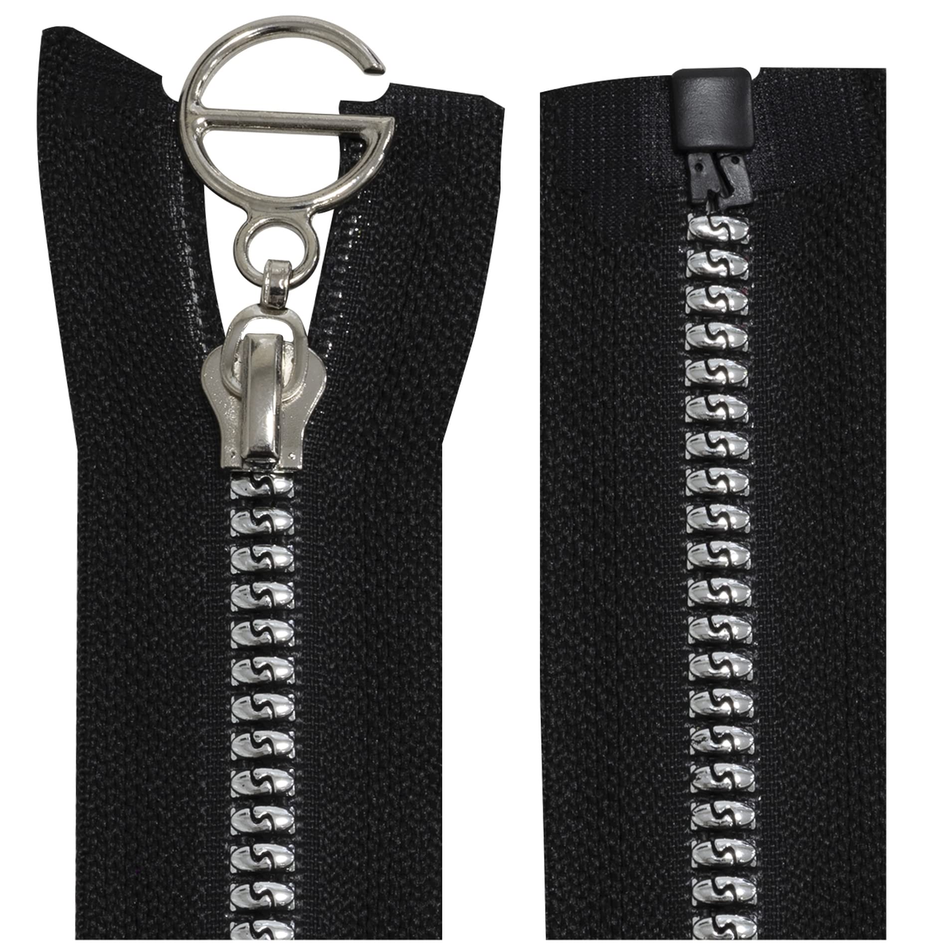AERZETIX Reißverschluss Nr. 5, 16 Cm Nutzbar – Selbstklemmend, Schwarz, Mit Metall-Zuglasche (2er-Set)