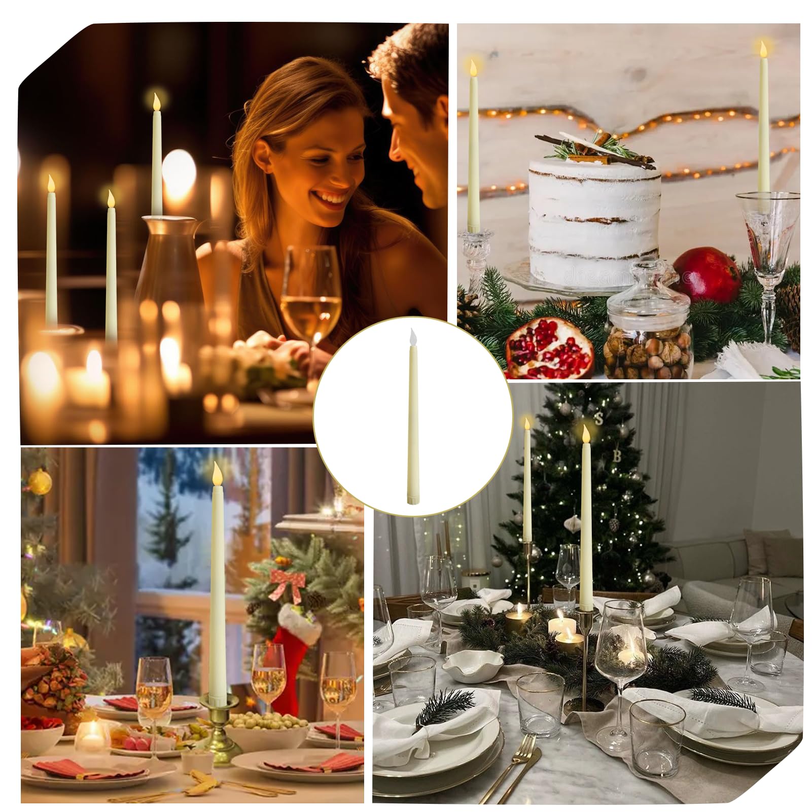 Bougies LED, 6 Pièces Bougies Chandelier LED Flamme Vacillante, Ivoire Fausse Bougie Electrique Décorative pour Pâques, Anniversaire, Fête D'Anniversaire, Mariage (Lot de 6)