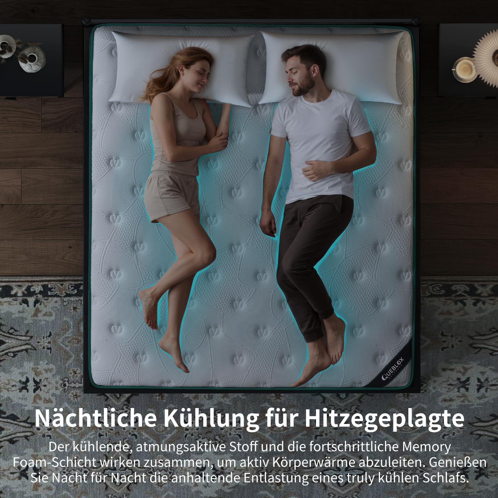 Queblox Matratze, HöheTaschenfederkernmatratze, Härtegrad H3, Öko-Tex Zertifiziert, ergonomische 7 Zonen Matratze, für Erwachsene (28cm, 90x200x28cm)