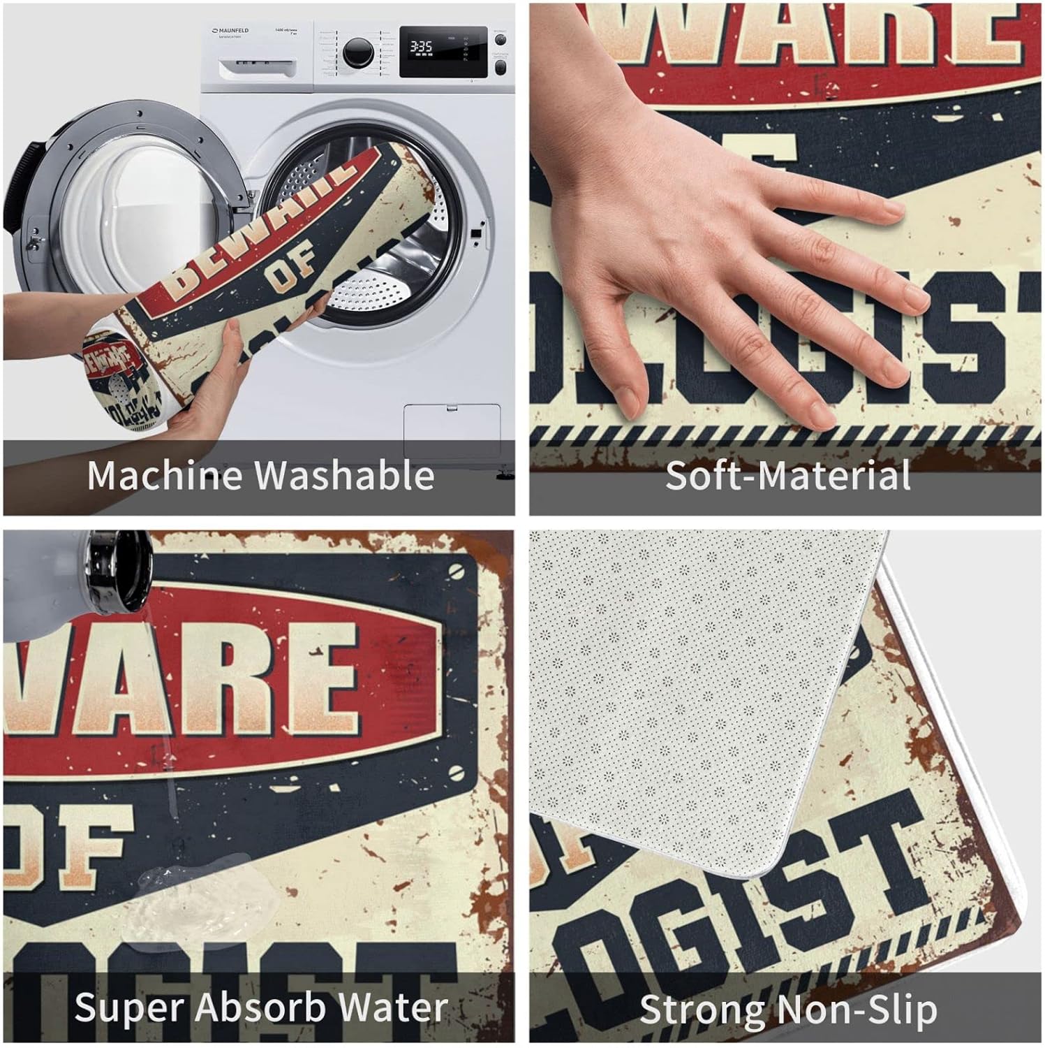 Doormats for Outdoor Entrance Home Funny Beware of Geologist Doormat Outdoor Bar Accessories Decor Spring Porch Decor(65X90CM)