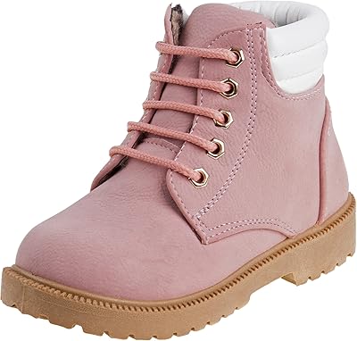 Rugged Bear Kids Hiking Outdoor Waterproof Lace-up Comfort Urban Styled Boots - Pink (size 3 Big Kid)