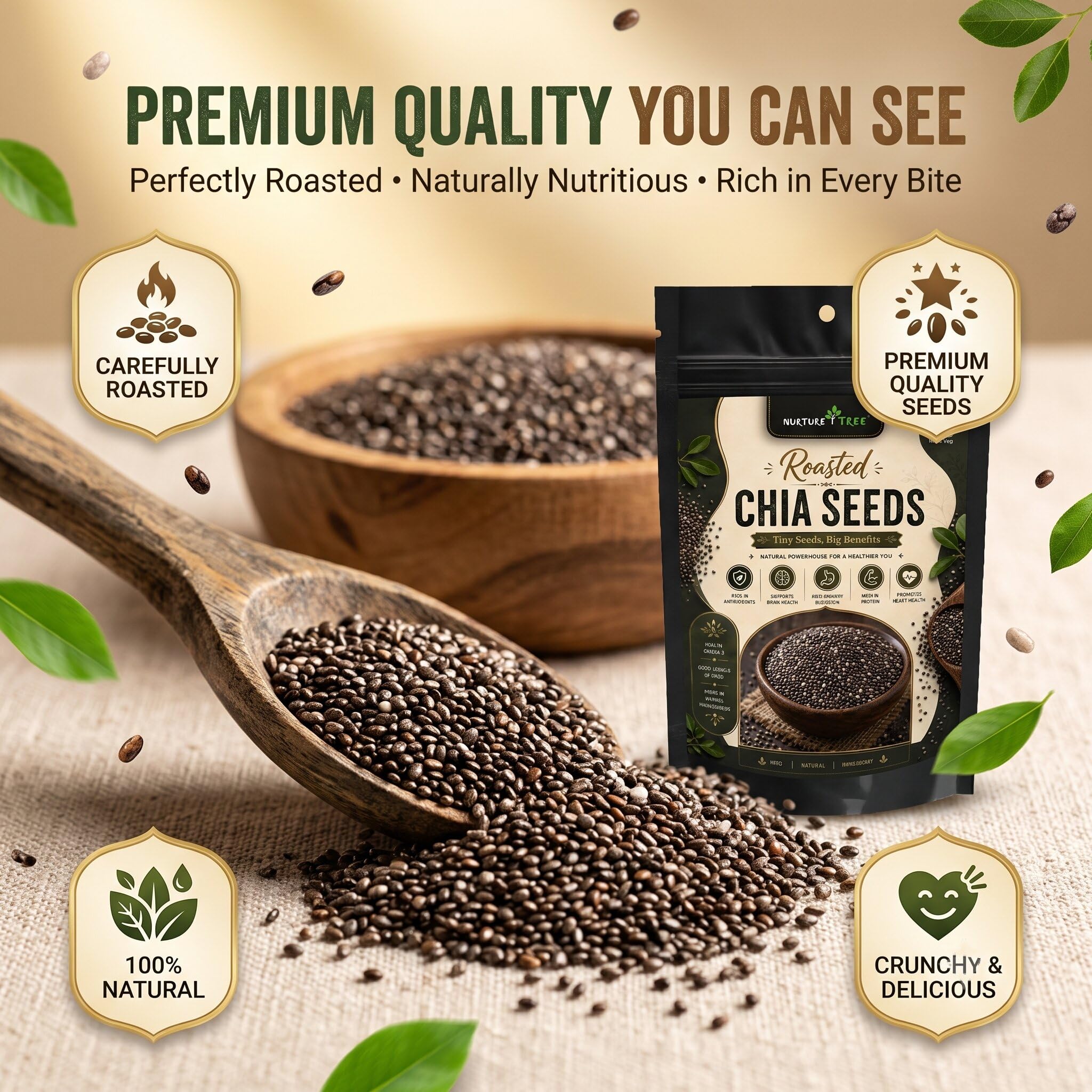 Nurture Tree Roasted Chia Seeds 200gm 100% Natural Superfood for Weight Loss, Healthy Diet and Nutrition Rich in Calcium, Omega-3, Protein and Fibre for Boost Immunity, Heart Health & Bone Strength 3