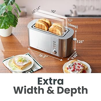 Amazon.com: Elite Gourmet ECT4123X Long Slot 4 Slice Toaster