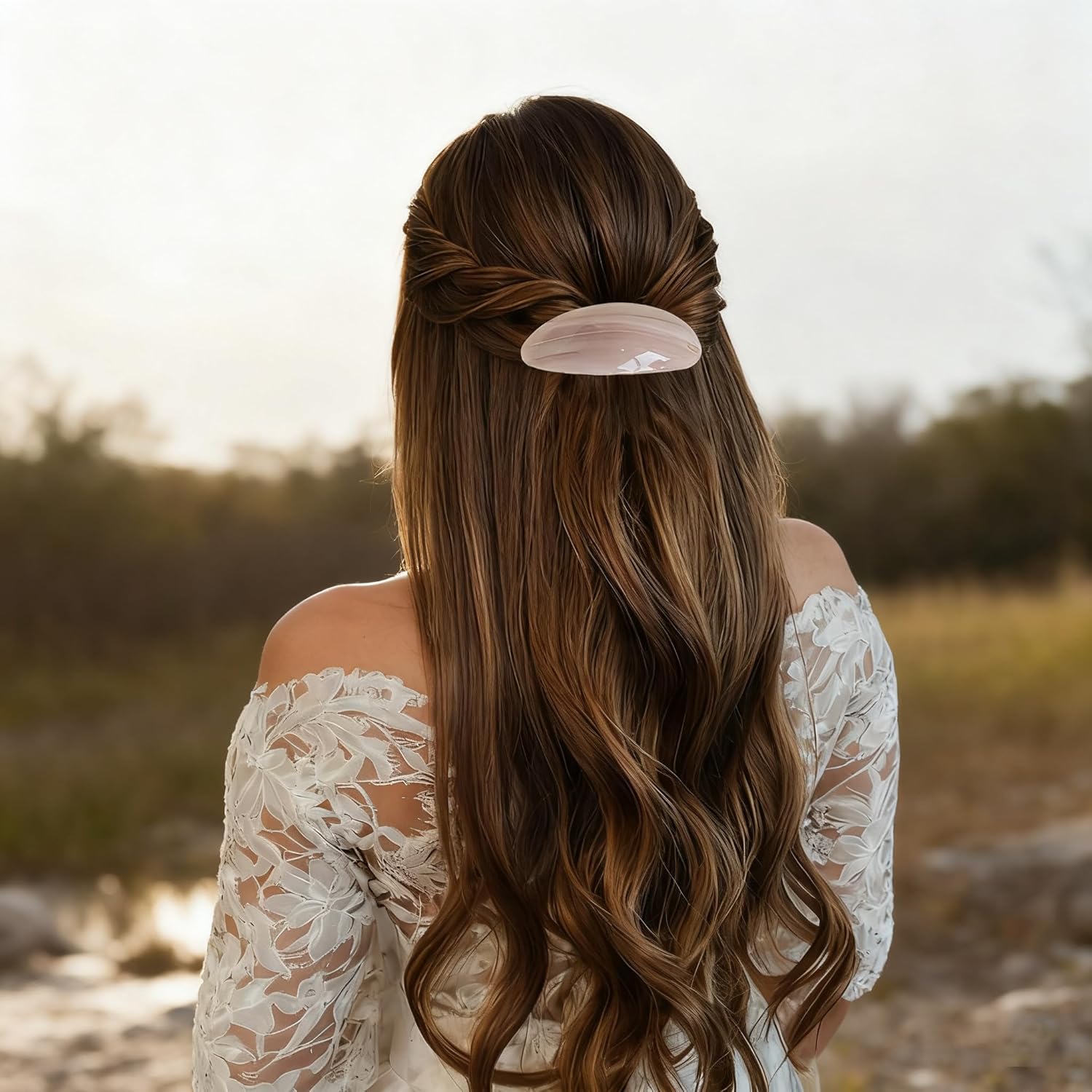 3 PCS Acetate Hair Barrette Large Vintage Hair Barrette for Women Prestige French Tortoise Shell Hair Clips Vintage Snap Hair clips Accessories Gifts for Thick Hair (Beige + Light Pink + Coffee) - Image 5