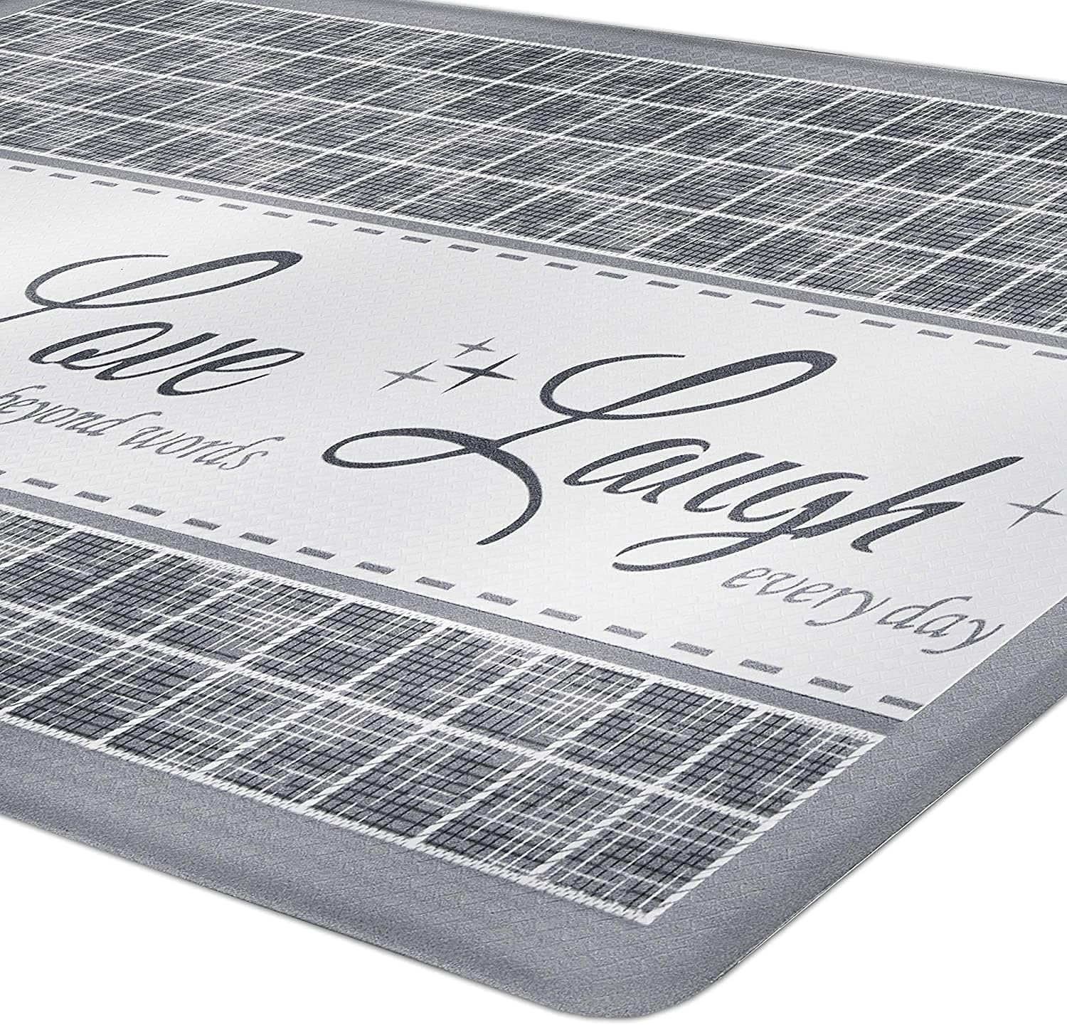 Anti-Fatigue Floor Comfort Mat - 18 x 30 Inch (Live, Love, Laugh Grey) - Waterproof Non-Slip Rug - Easy to Clean Cushioned Mat for Kitchen, Bathroom, Standing Desk & Office - Achim Home Decor