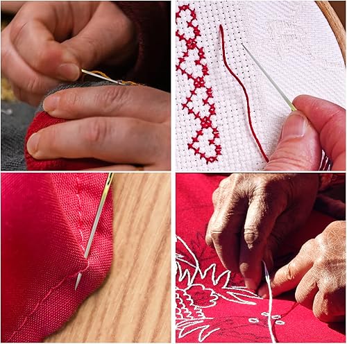 Miniatura 6 de BLMHTWO 48 agujas de coser autoenhebradas, agujas de tapicería de 1.411.491.65 pulgadas para cinchas, bordes de costura, costuras a través del