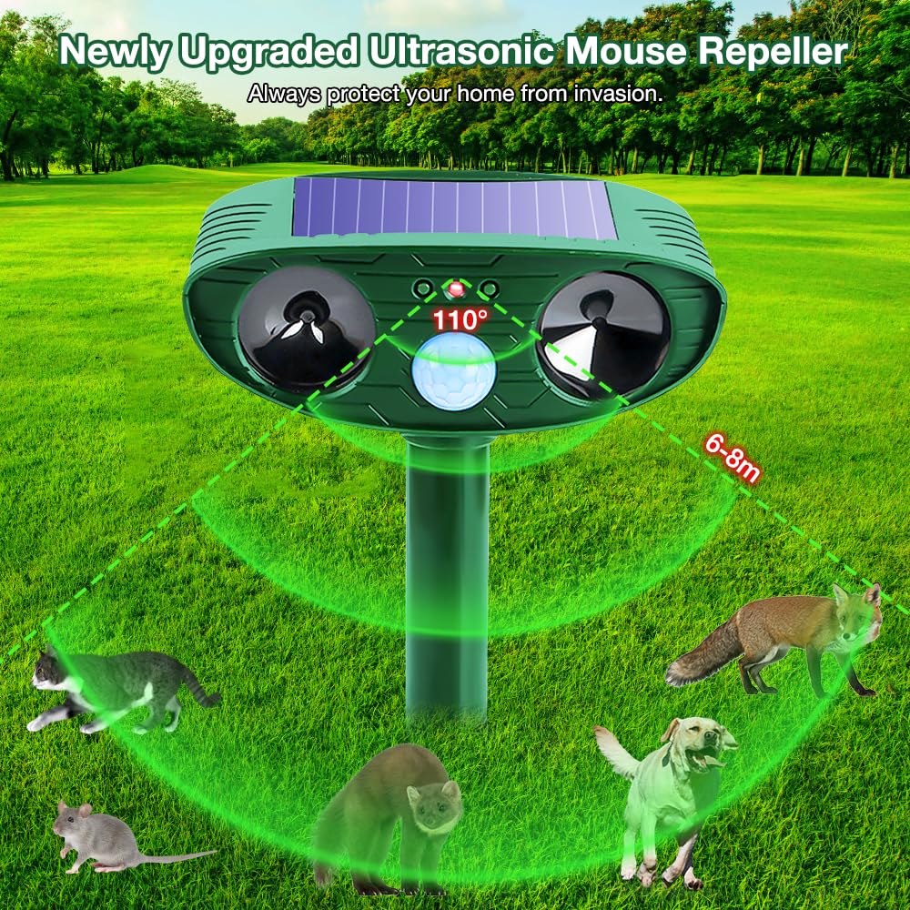 Serbia – Répulsif ultrason pour chats et chiens – Chargement solaire et USB – Étanche IP64 – Protection jardin et extérieur