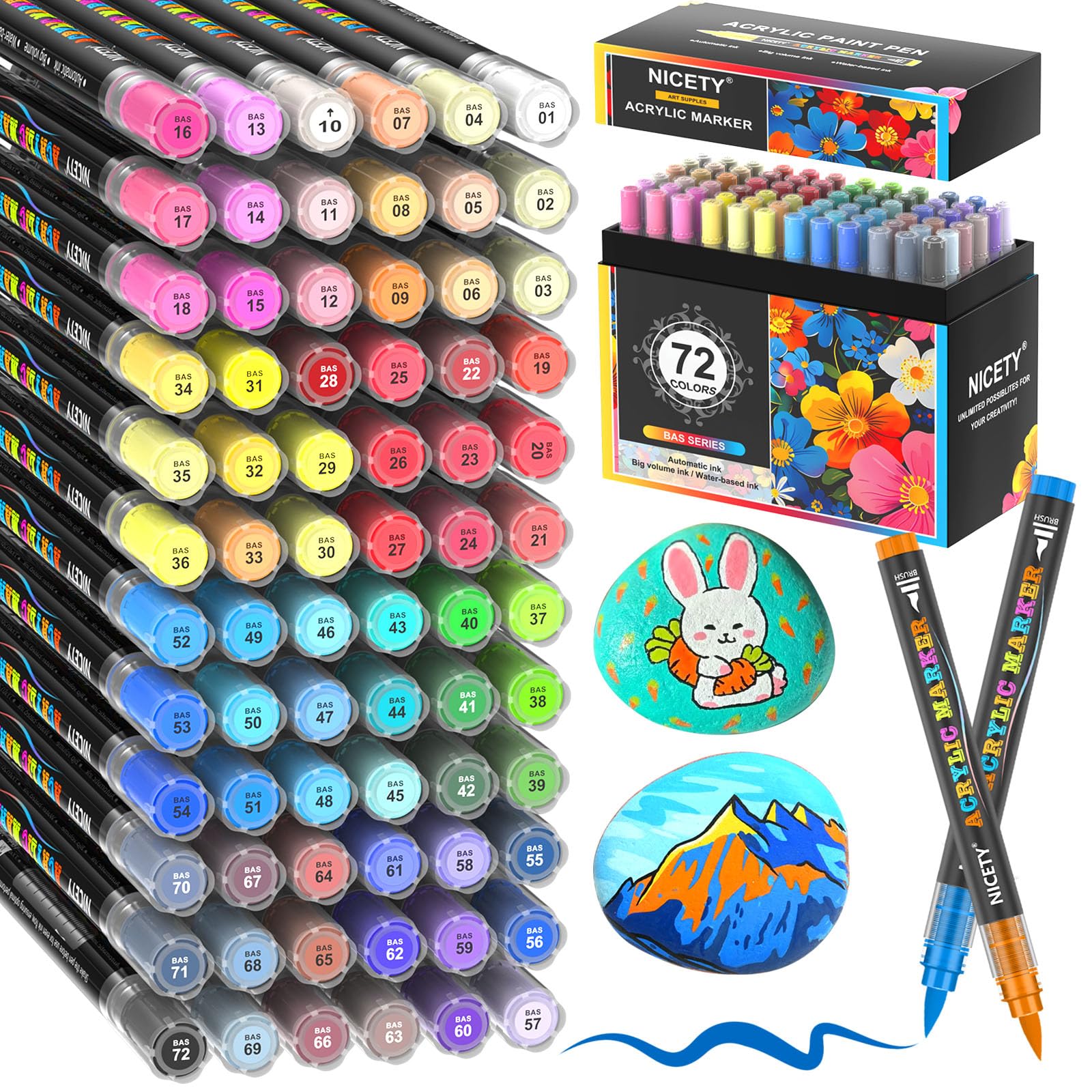 NICETY 72 Colors Acrylic Paint Markers