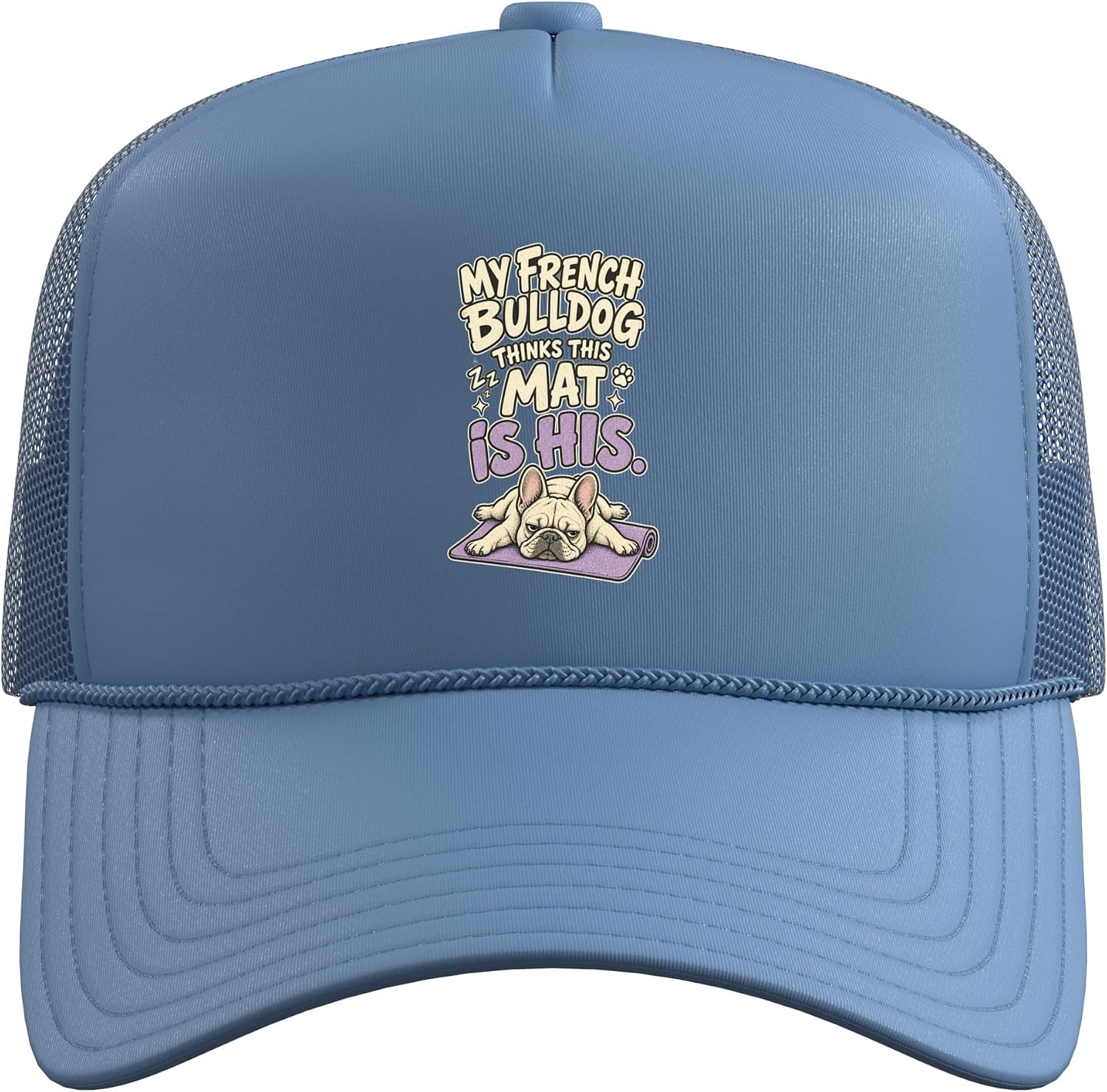French Bulldog Mom Dog Lover Yoga Mat Pilates Funny Owner Trucker Hat with Adjustable Mesh Back image 2