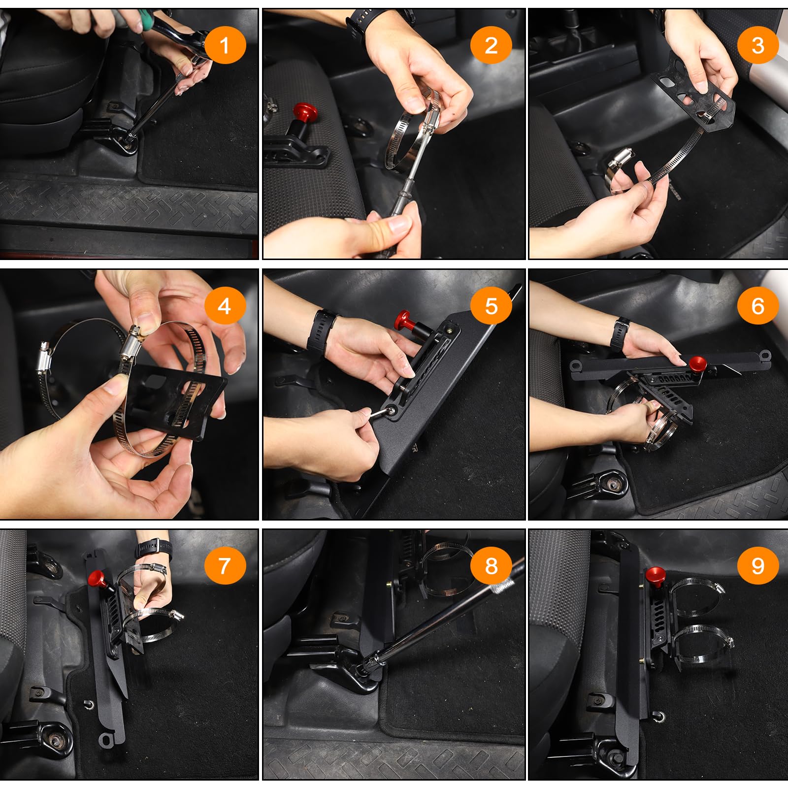 Soporte ajustable para extintor debajo del asiento compatible con Toyota FJ Cruiser 2007-2021, soporte para extintor de incendios debajo del asiento