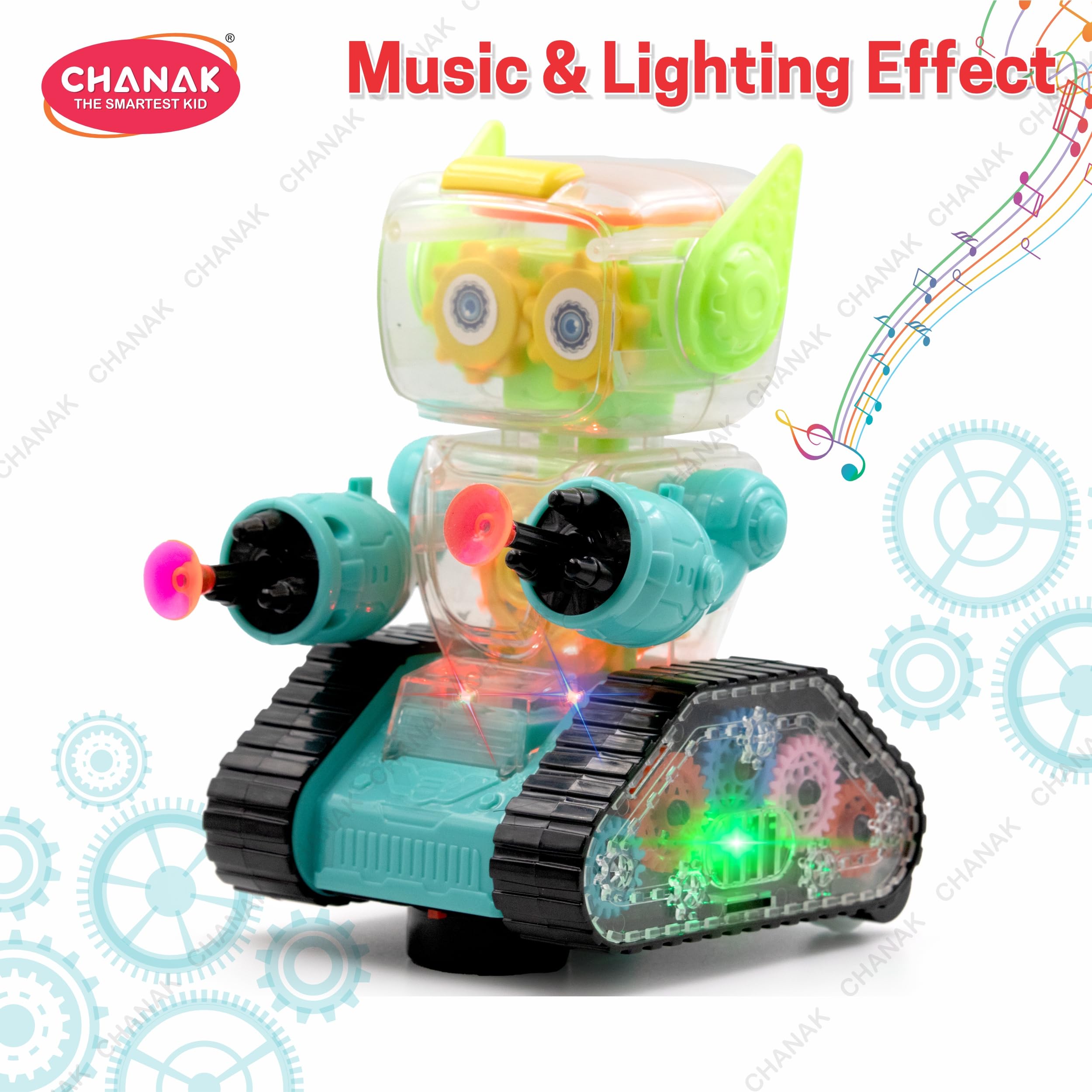 Chanak Gear Robot Car for Kids, Transparent Electric Robot with Realistic Sound and Light, Bump & Go Gear Robot, Non-Toxic, BIS Approved (Blue) - Image 5 thumbnail