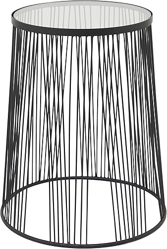 Miniatura 7 de Deco 79 Mesa decorativa de metal contemporánea, 18 pulgadas de largo x 18 pulgadas de ancho x 22 pulgadas de alto, negro