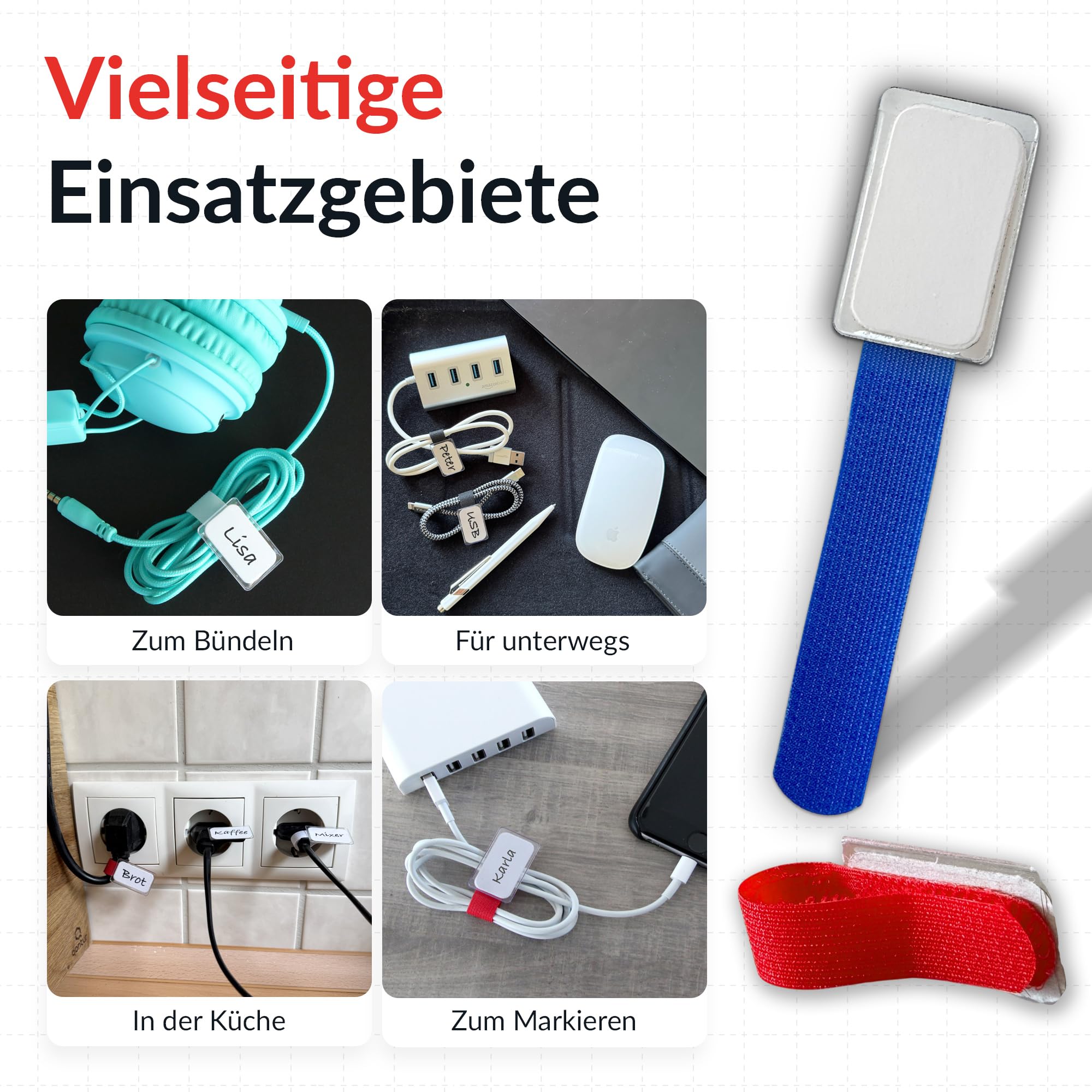 Amazon.co.jp: Label-The-Cable ケーブル管理タイ ケーブルラベル/コードオーガナイザー LTCミニタグ 10個 ブルー  イエロー レッド : 文房具・オフィス用品