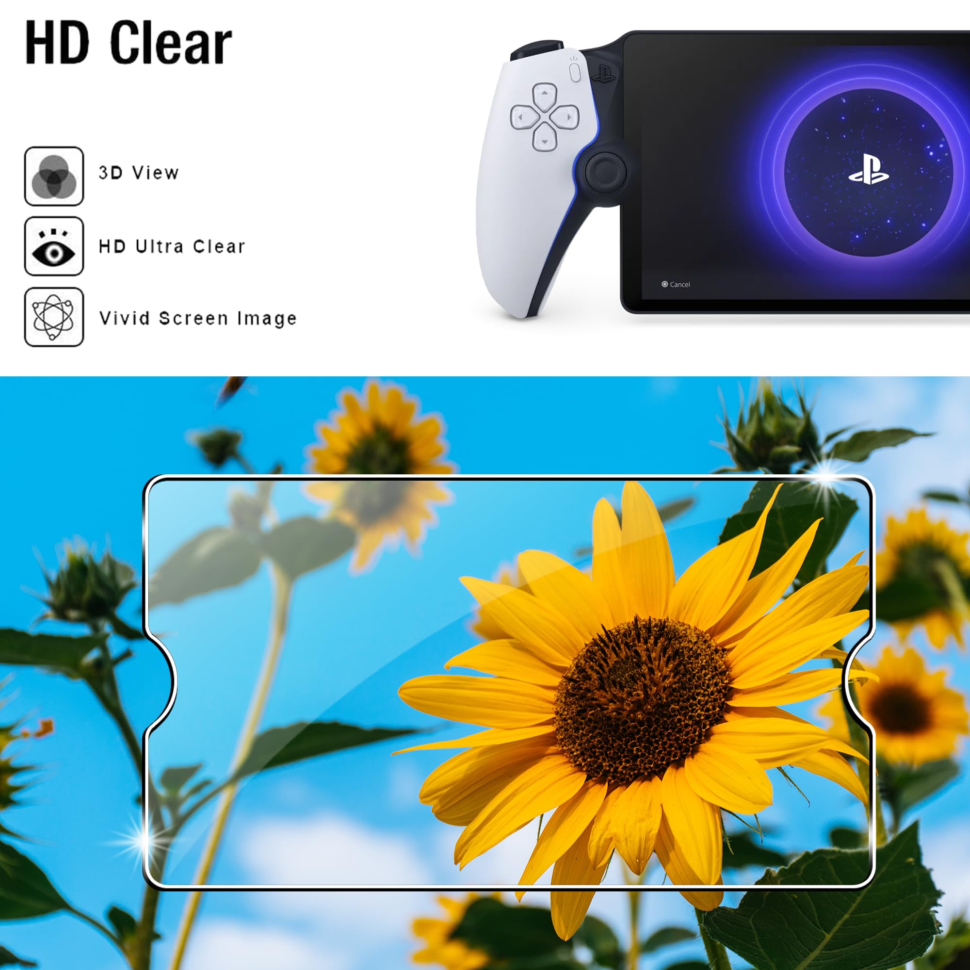 [3 Piezas Cristal Templado para Sony PS5 PlayStation Portal Protector de Pantalla Película Protectora Vidrio Templado para PS Portal, Sin Burbujas, Dureza 9H, Resistente a Arañazos