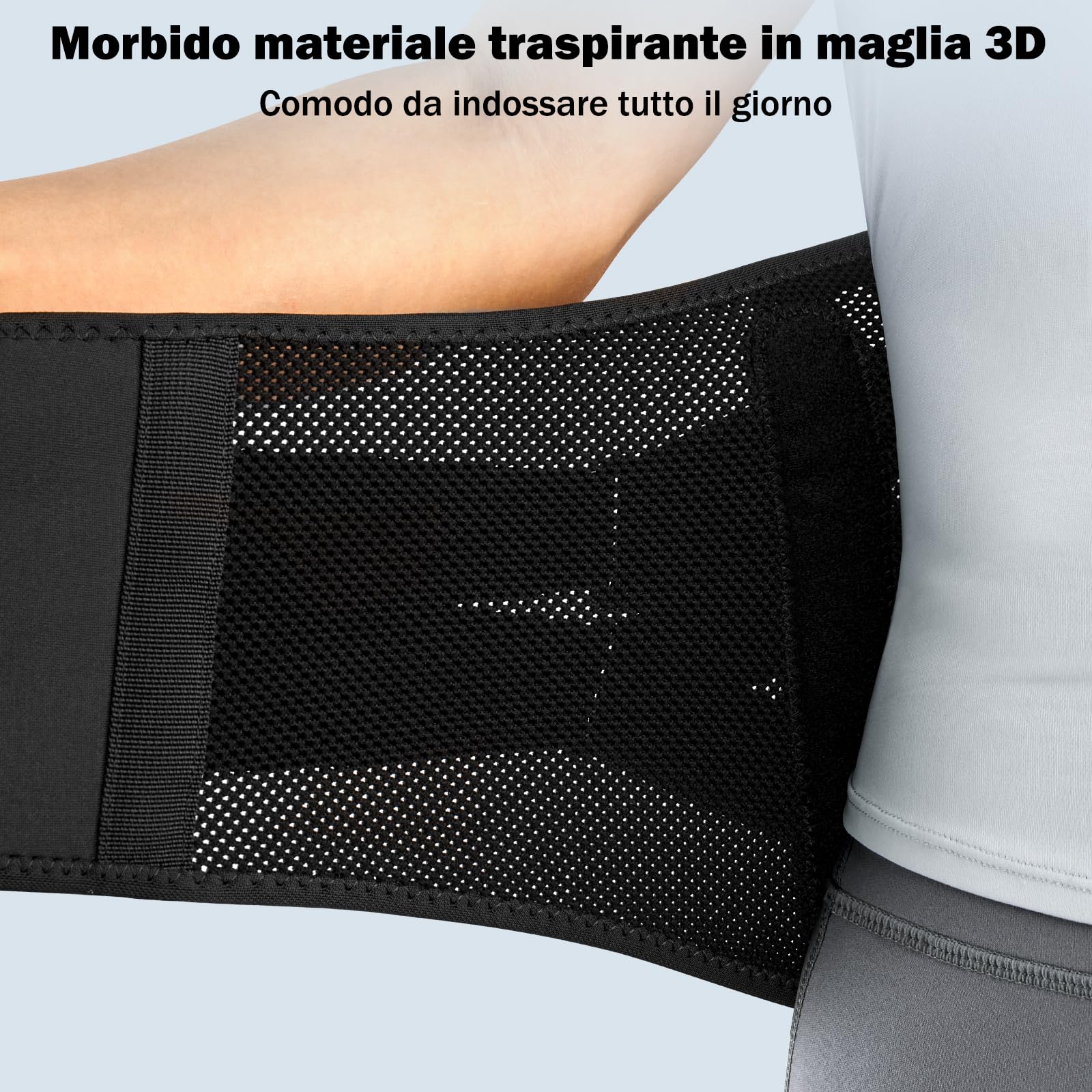FREETOO Fascia Lombare Supporto Schiena, per Uomini e Donne, Ortopedico, Busto per Alleviare la Sciatica, design ergonomico per lenire la muscolatura (M)