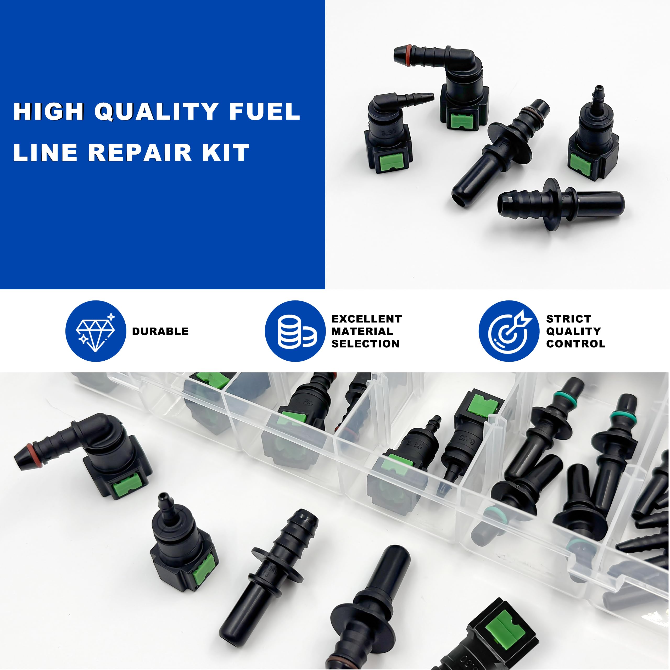 Kit di riparazione per tubo del carburante, 8 set di raccordi rapidi in nylon per tubo del carburante, raccordi a gomito dritto, sostituzione adattatore per tubo carburante automobilistico