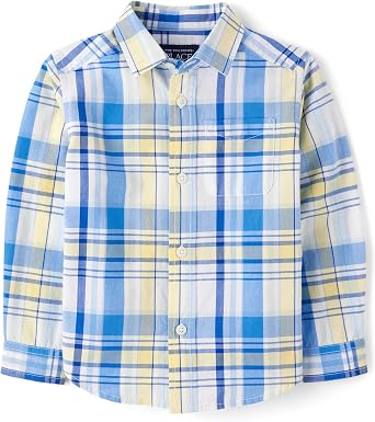 The Childrens Place Baby Boys and Toddler Poplin Long Sleeve Button Down Shirt