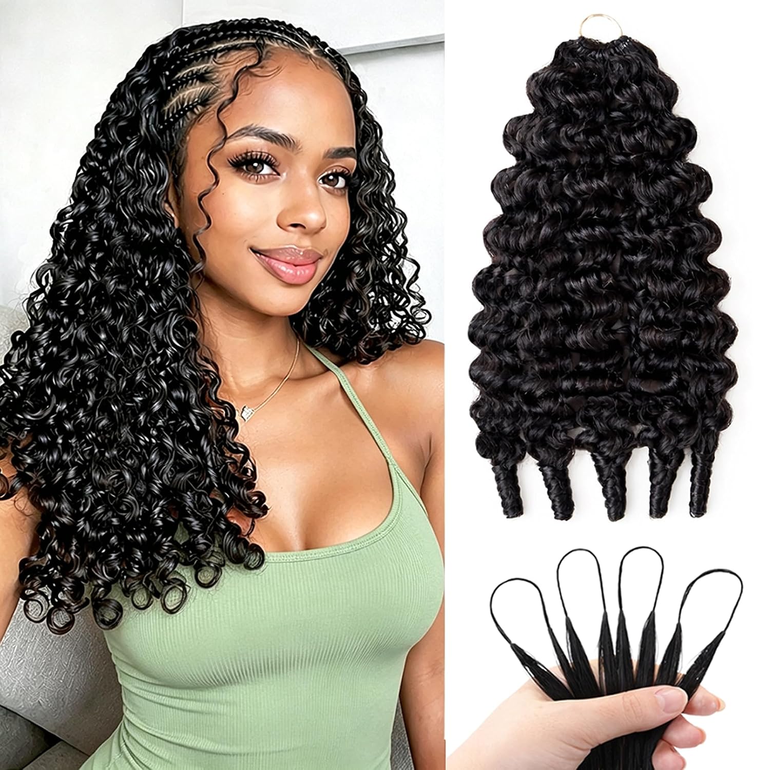 Feather Crochet Human Hair Highlight Burmese Curly for Black Women Miracle Knots Pre-Separated Feather Crochet Bundles Human Hair Lightweight Reusable Hair 4/27 Honey Blonde Color 50G 18 Inch