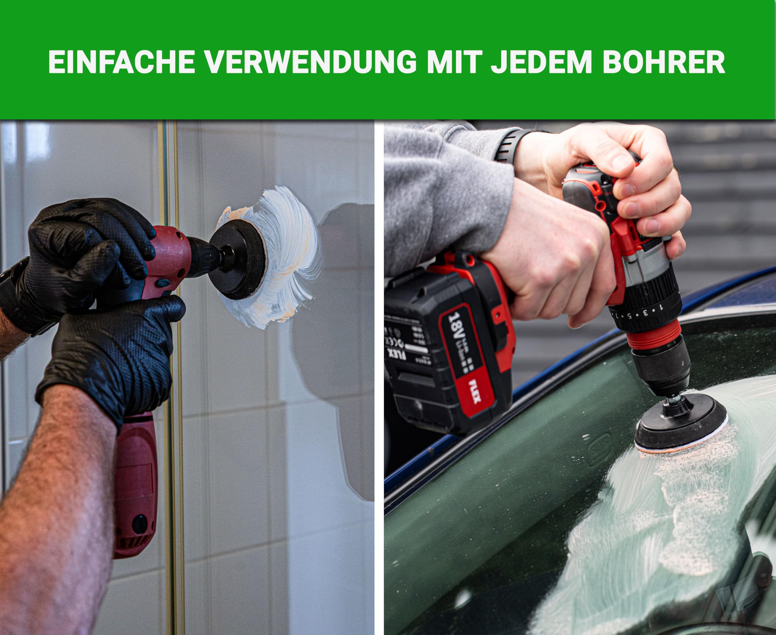 Glass Polish 21002 Glas Polieren Do-it-yourself-Glaspoliturkit für den Do-it-yourself-Gebrauch auf allen Glasoberflächen – Ø 75 mm mit Bohraufsatz