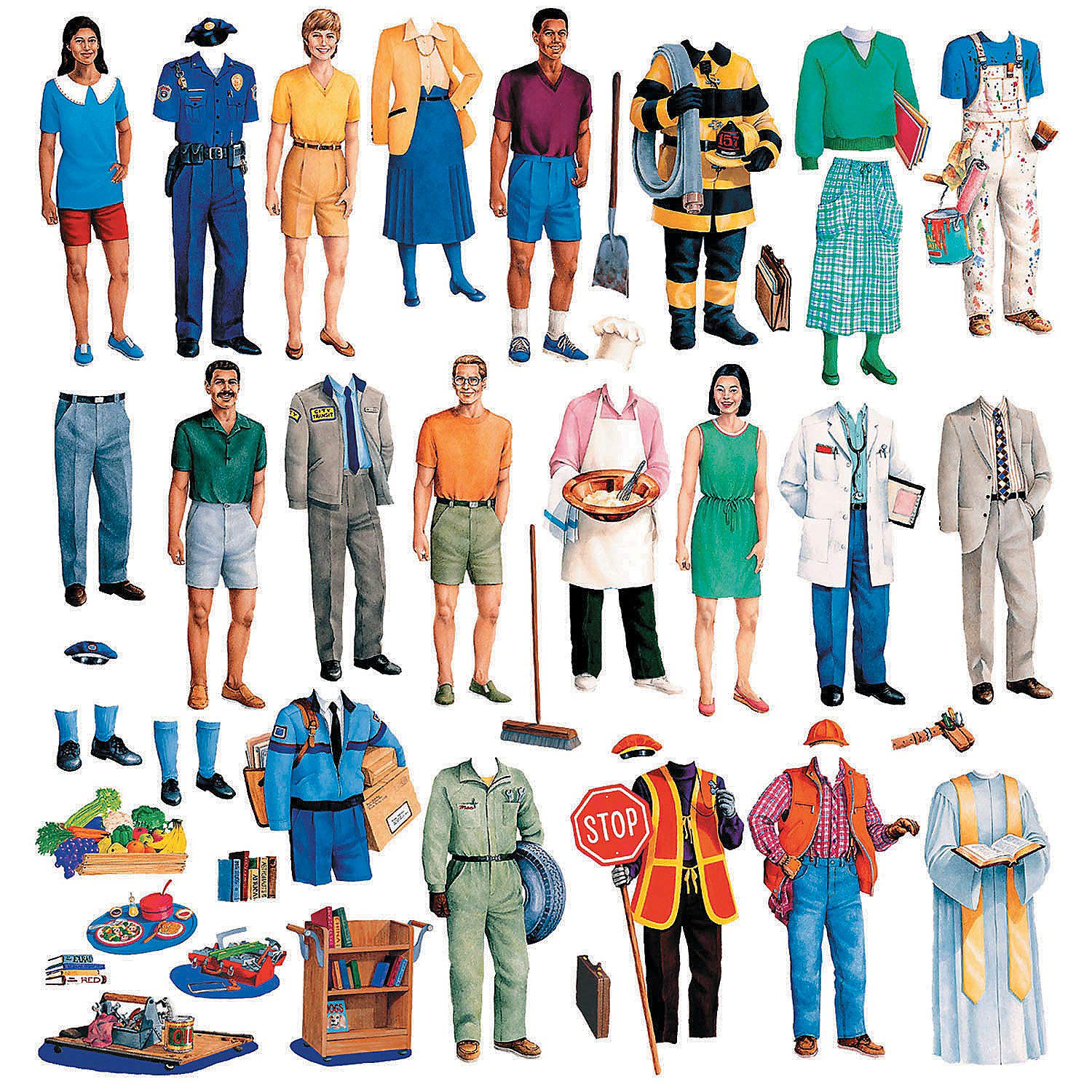 Fun Express Community Helpers Flannelboard Set - 44 Pieces - Educational and Learning Activities for Kids