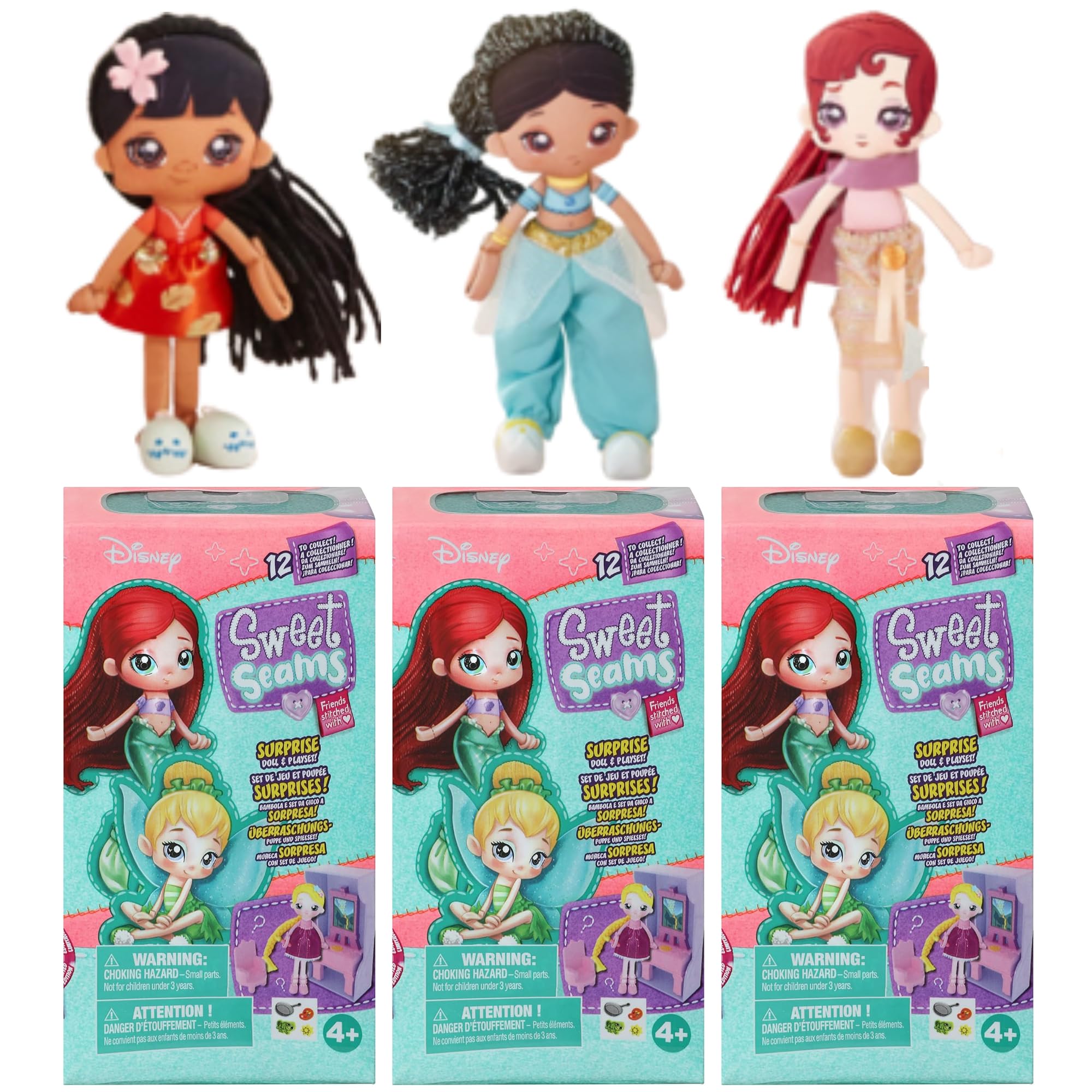 Disney Sweet Seams Dolls & Playsets With Accesories - Sets of 3 - (Lilo, Jasmine & Megara)