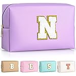 TOPEAST Preppy Stuff Cute Makeup Bag Small Cosmetic Bag Travel Toiletry Bag, Personalized Birthday Wedding Gifts for Mom Teacher Friends Bridesmaids, Preppy Travel Stuff for Girls (Purple N)