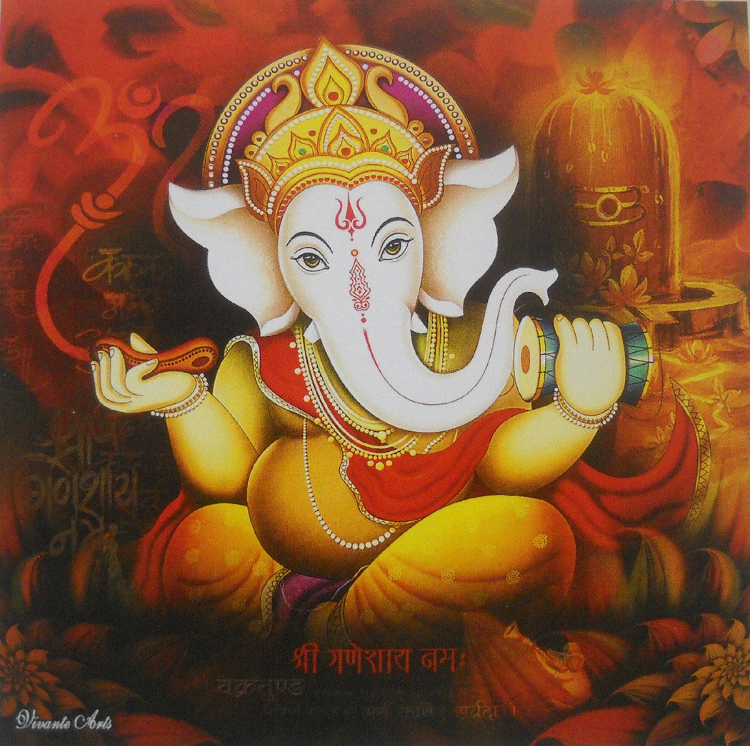 ガネーシャ　額縁入り　壁掛 Amazon.co.jp: 5枚 アートパネル 象トランク 神ガネーシャ