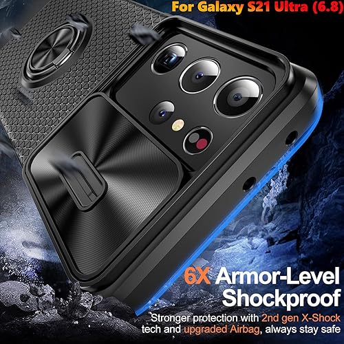 Miniatura 4 de Funda de teléfono con textura antideslizante para Samsung Galaxy S21 Ultra de 6.8 pulgadas, protección de privacidad para cámara deslizante con