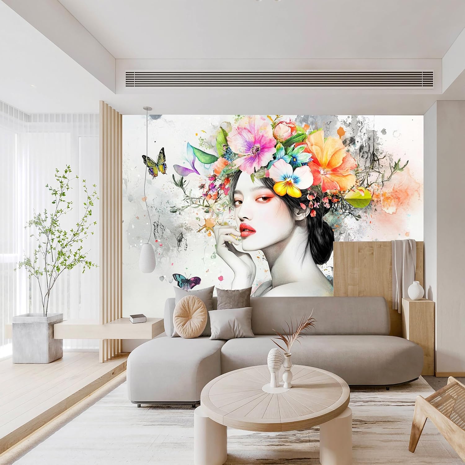 Custom Size Wall Murals - Embossed Beauty Decor - Self-Adhesive Removable Stick Wallpaper for Living Room