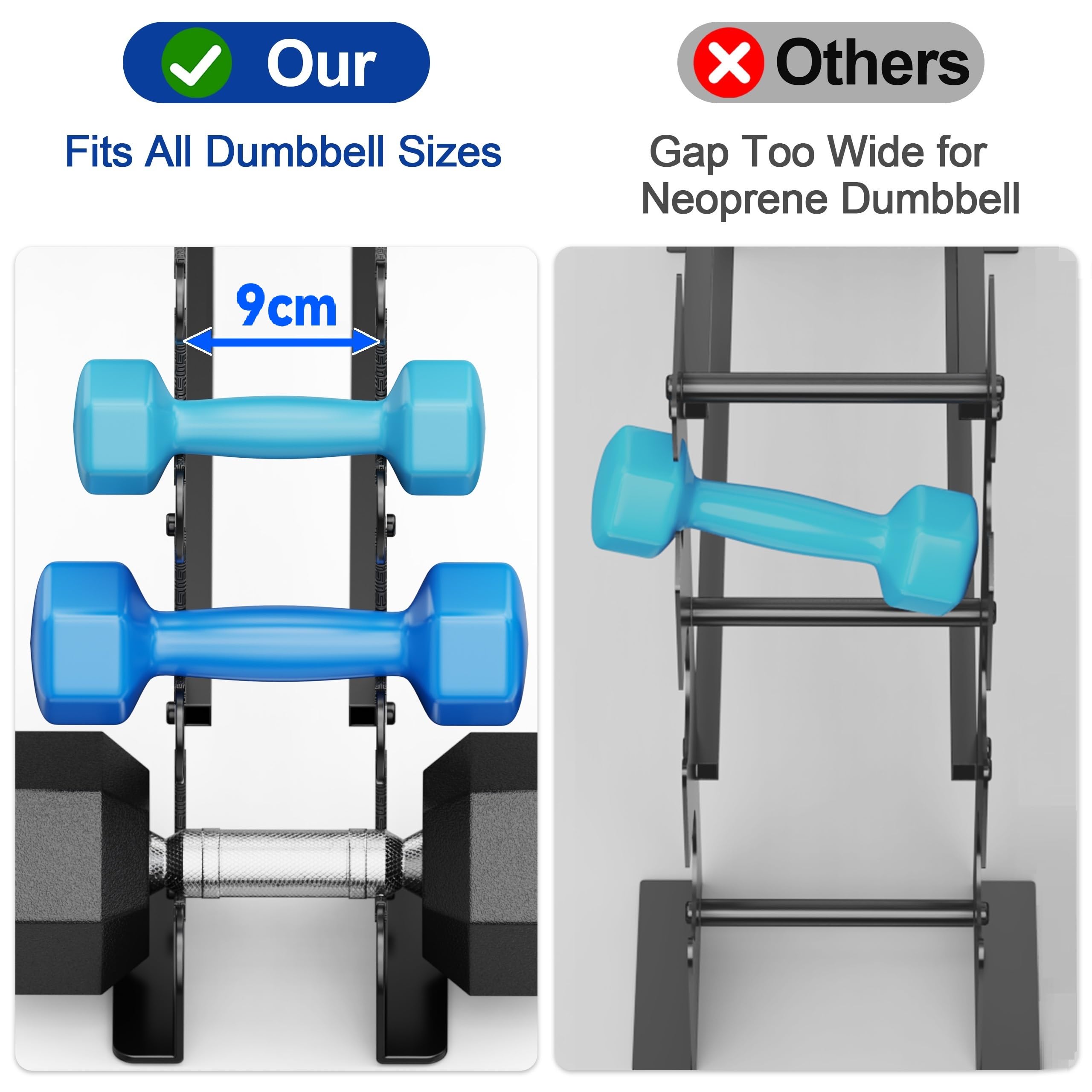 4-stöckiger Hantelständer für Home-Gym – Kompakter Hantelständer für Kurzhanteln & Freihanteln, Robustes Stahl-Hantelregal für Neopren- & Sechskant-Hanteln (Hanteln nicht enthalten)