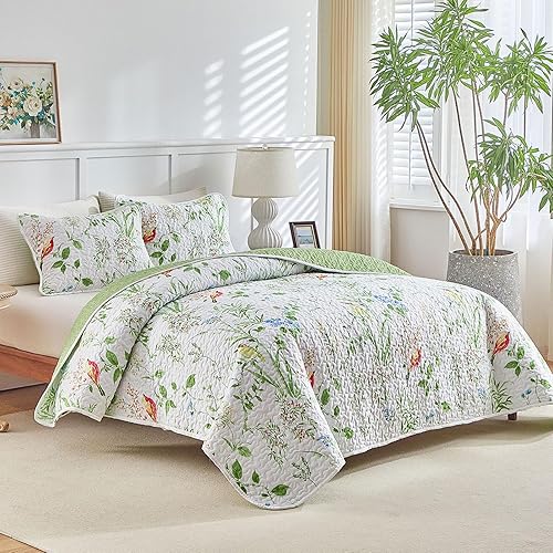 Miniatura 9 de Joyreap Juego de edredón de 3 piezas, tamaño King, diseño botánico reversible negro y blanco, colcha de microfibra suave y suave, funda de cama para