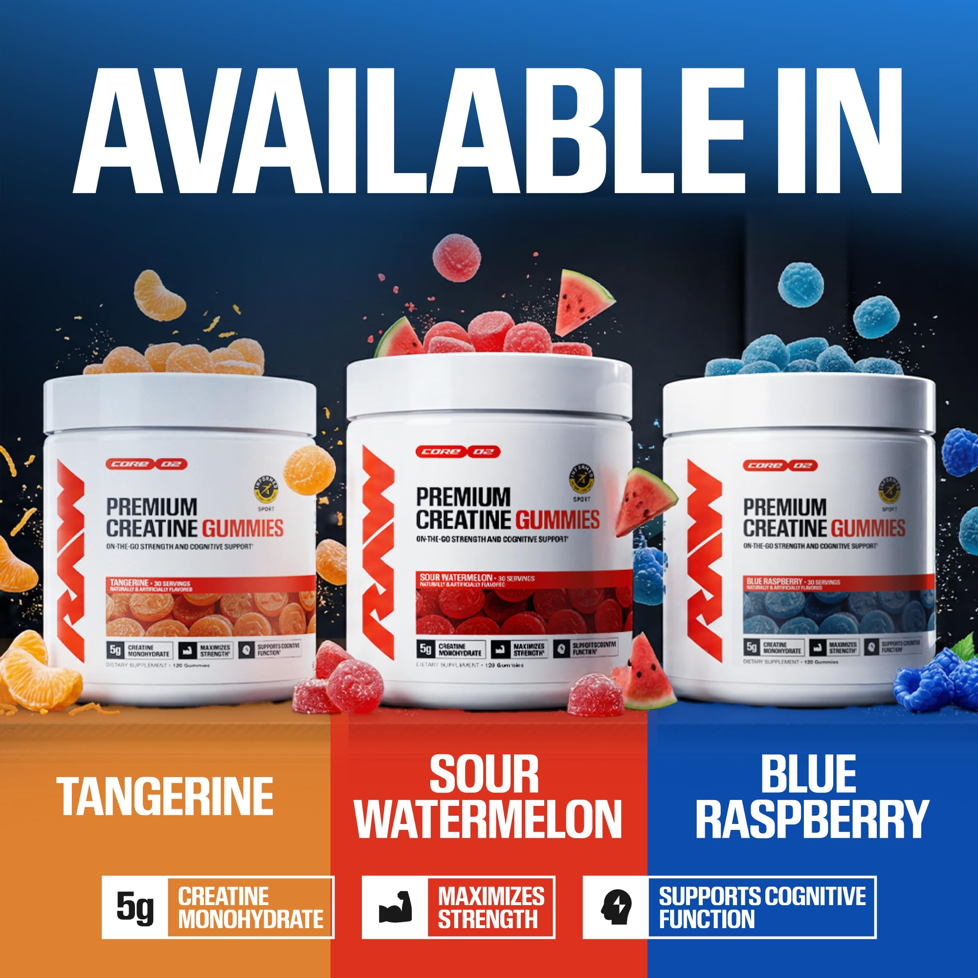RAW Nutrition Creatine Gummies, Blue Raspberry, 5g Creatine Monohydrate — Amazon image 4