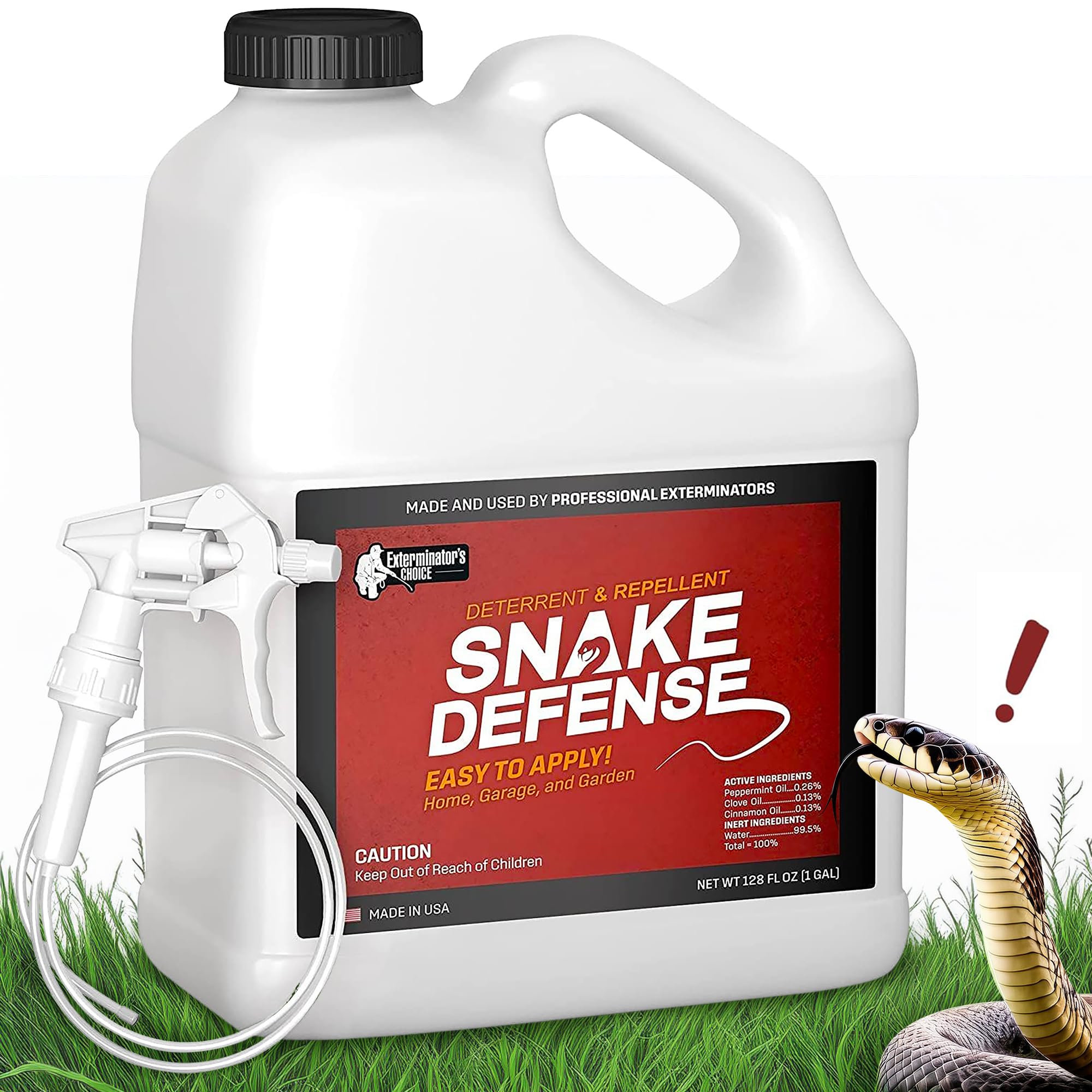 Exterminators Choice - Snake Defense Spray - Non-Toxic Repellent for Pest Control - Repels Most Common Type Snakes - Safe for Kids and Pets - Cinnamon Scented (1 Gallon)
