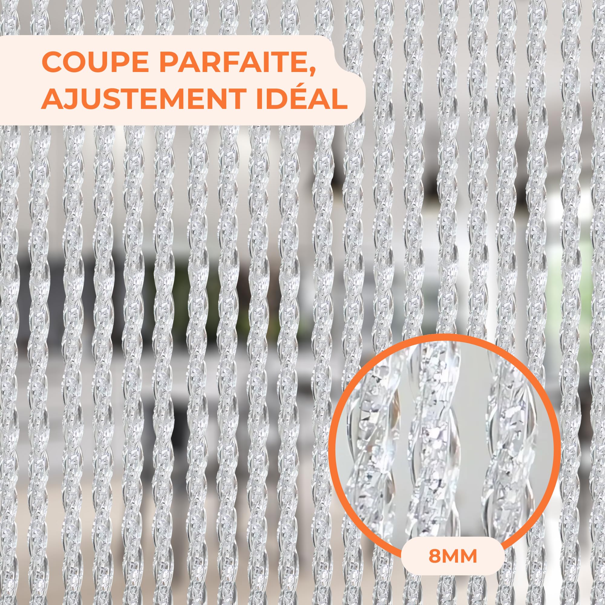 Trente Rideau de Porte Luxe Orchidea Transparent, différentes Tailles, 100 x 220 cm
