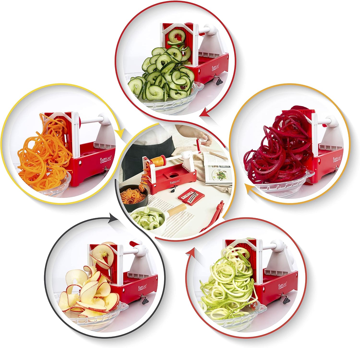 2-Blade Vegetable Spiralizer - Multifunction Peeler & Slicer- Safe Mandoline Slicer for Kitchen - Multi-purpose space saver Vegetable Slicer for Low Carb/Paleo/Gluten-Free - Healthy Cooking
